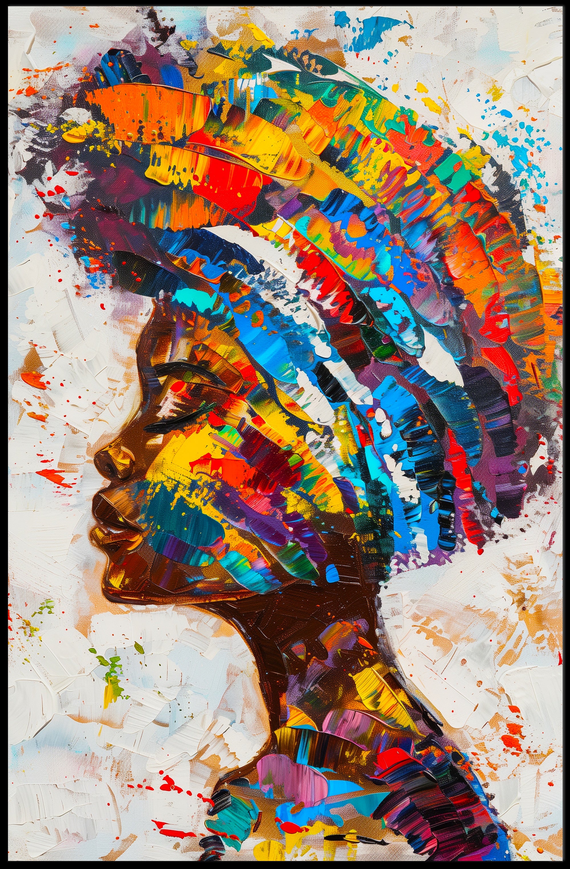Vibrant Abstract Woman's Profile Painting - Abstract or Artistic Poster PosterGoat