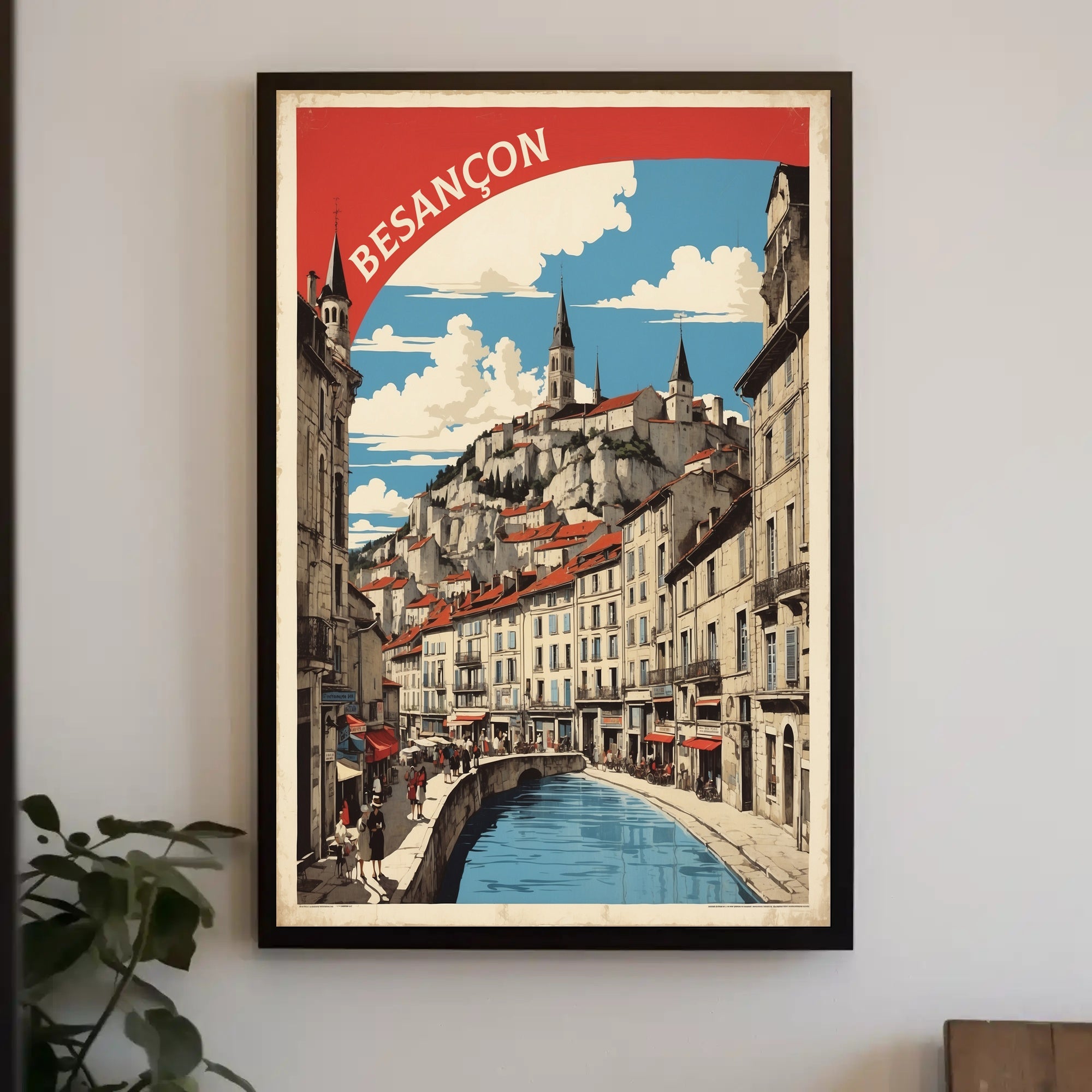 Vibrant Besançon Travel Poster with Nostalgic Mid-Century Style PosterGoat