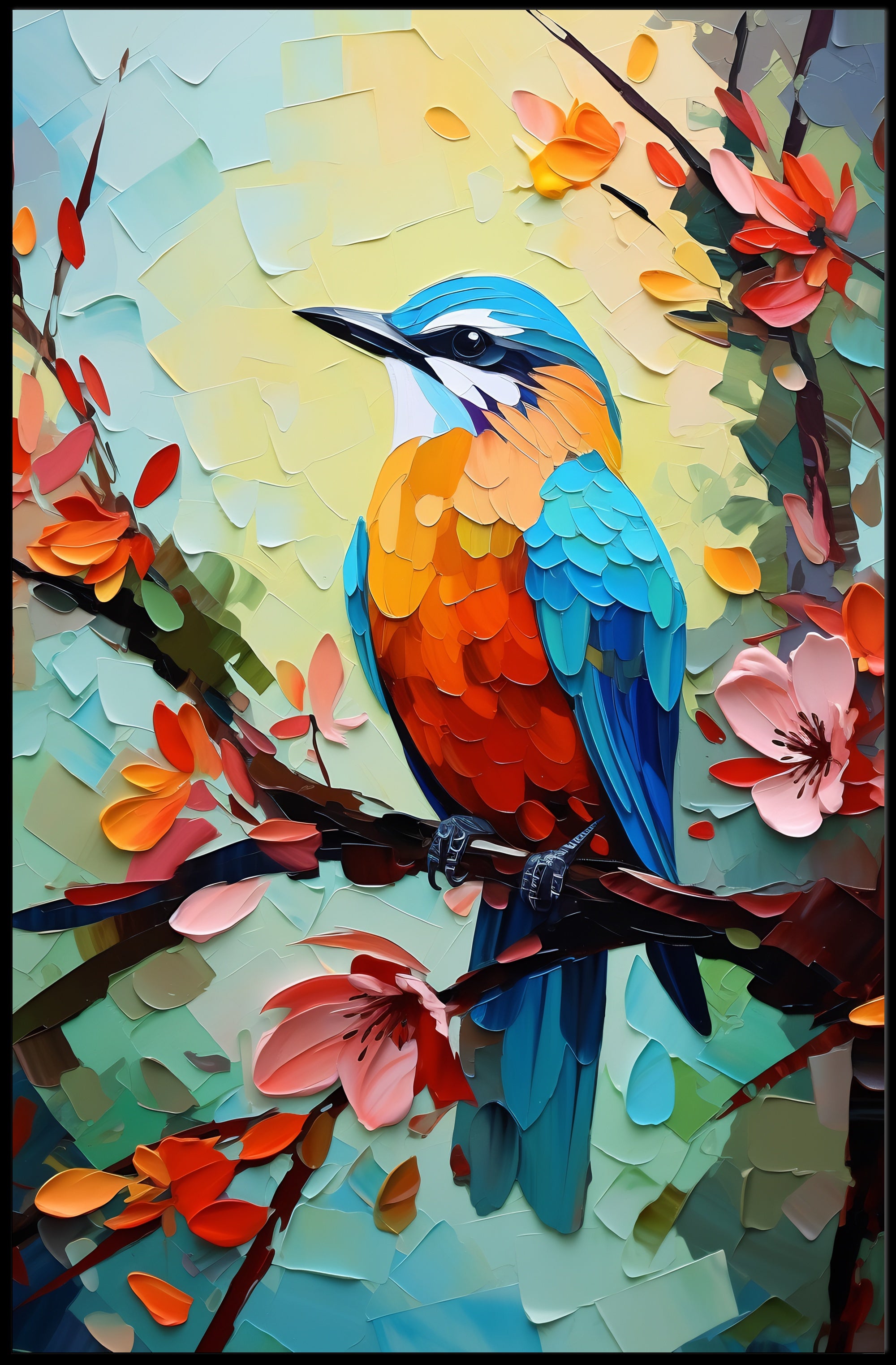 Vibrant Bird and Flowers: A Captivating Animal Poster PosterGoat