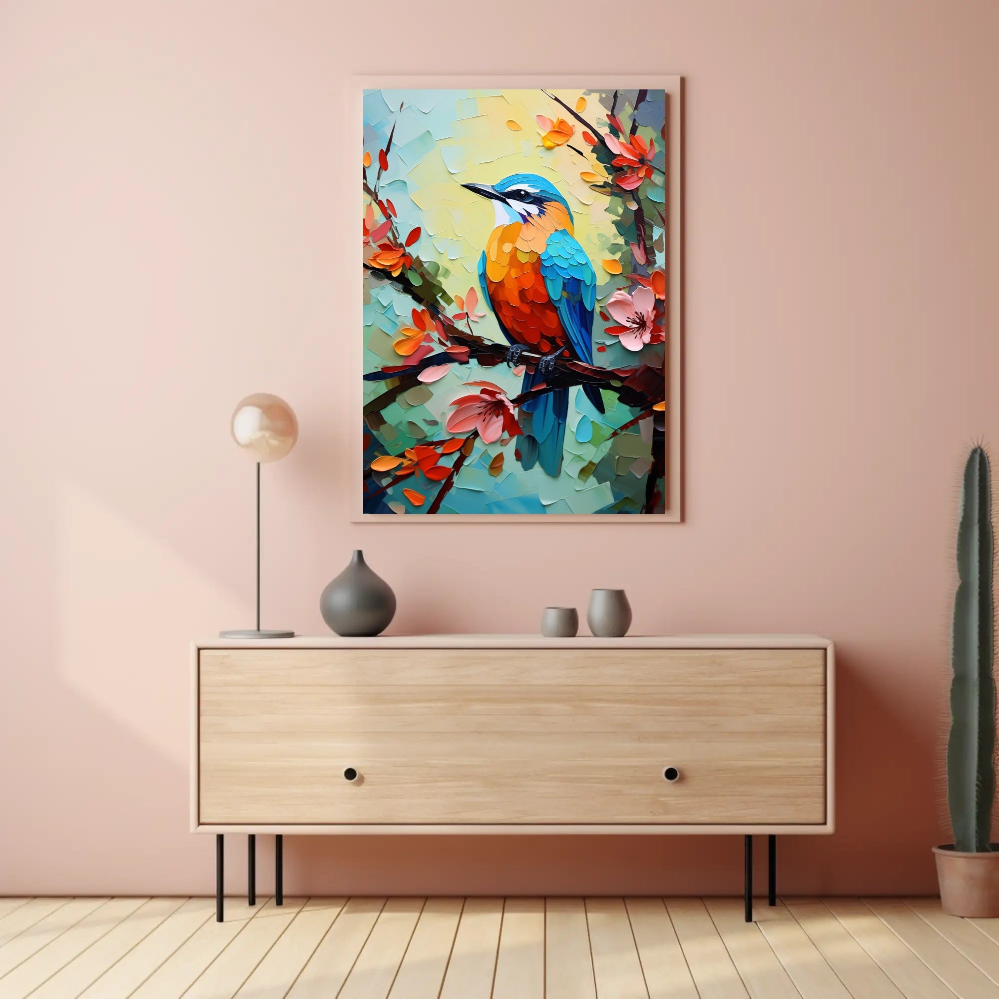Vibrant Bird and Flowers: A Captivating Animal Poster PosterGoat