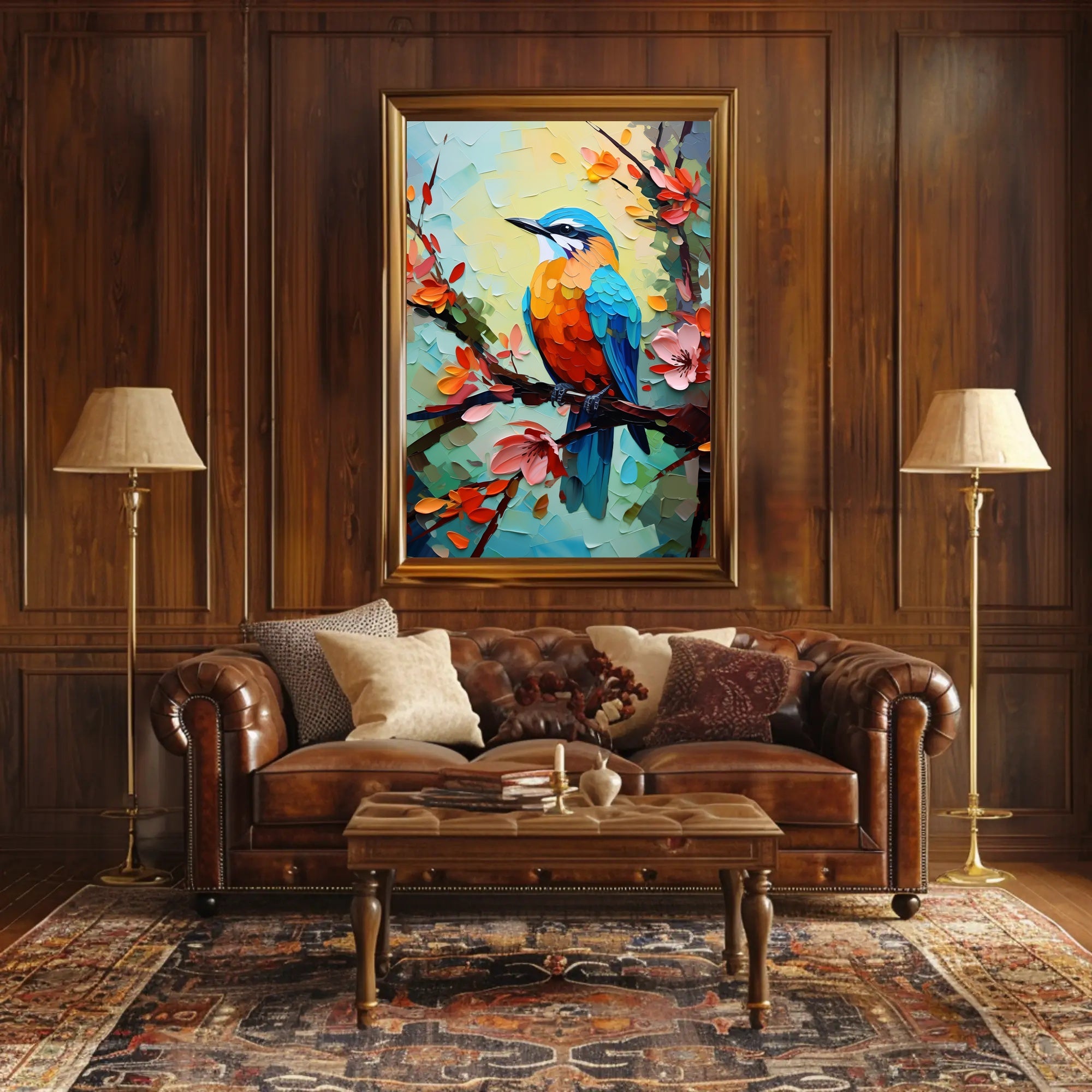 Vibrant Bird and Flowers: A Captivating Animal Poster PosterGoat