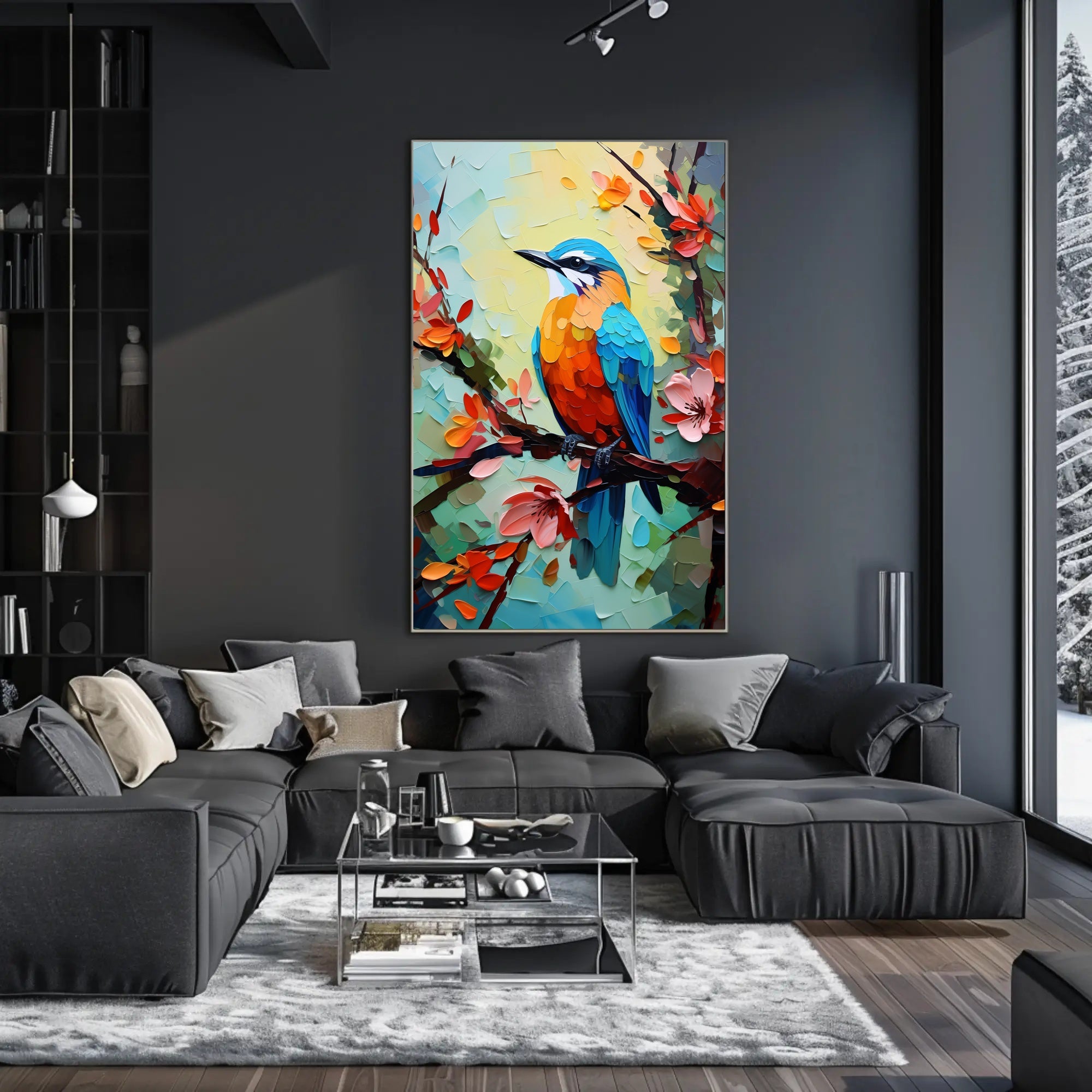 Vibrant Bird and Flowers: A Captivating Animal Poster PosterGoat