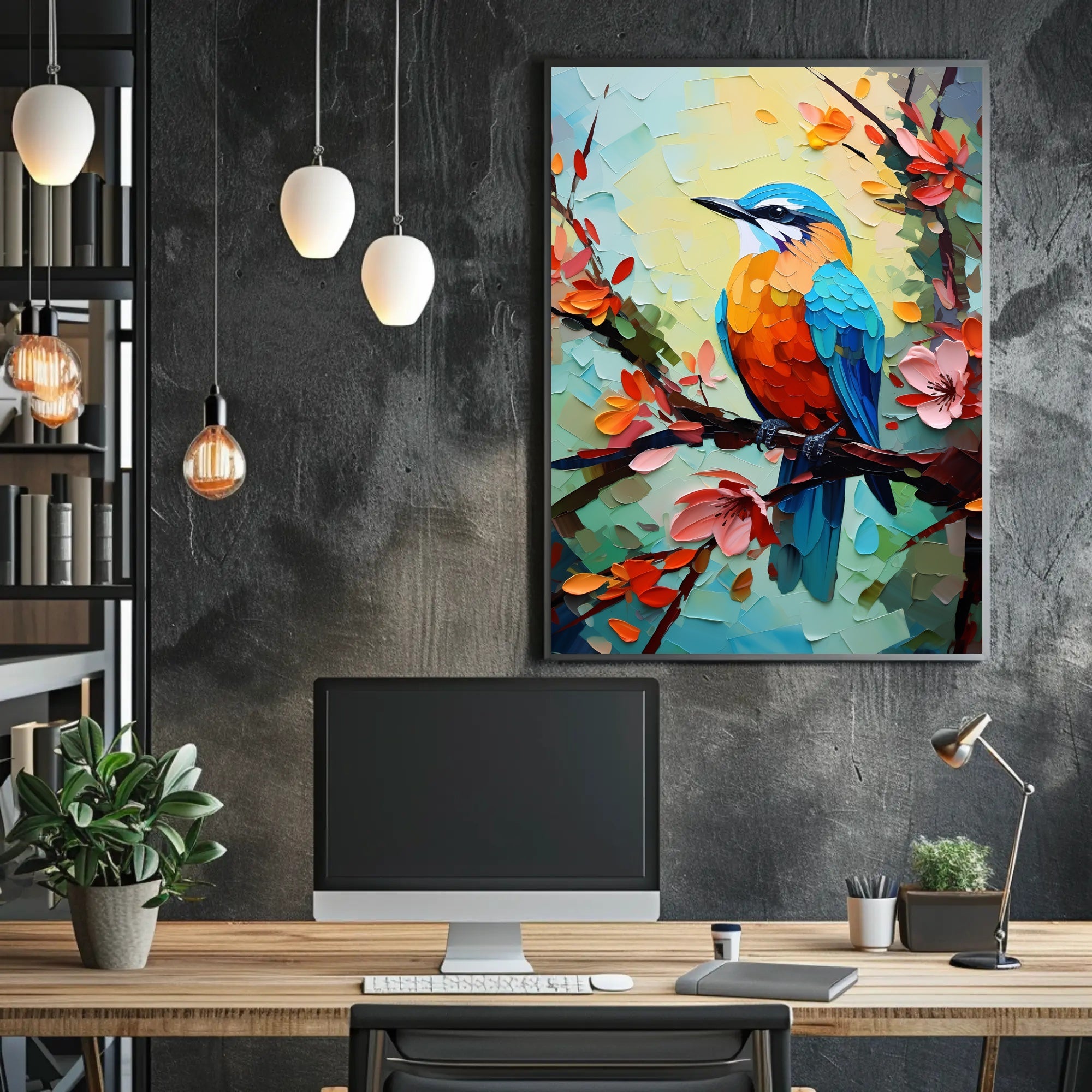 Vibrant Bird and Flowers: A Captivating Animal Poster PosterGoat
