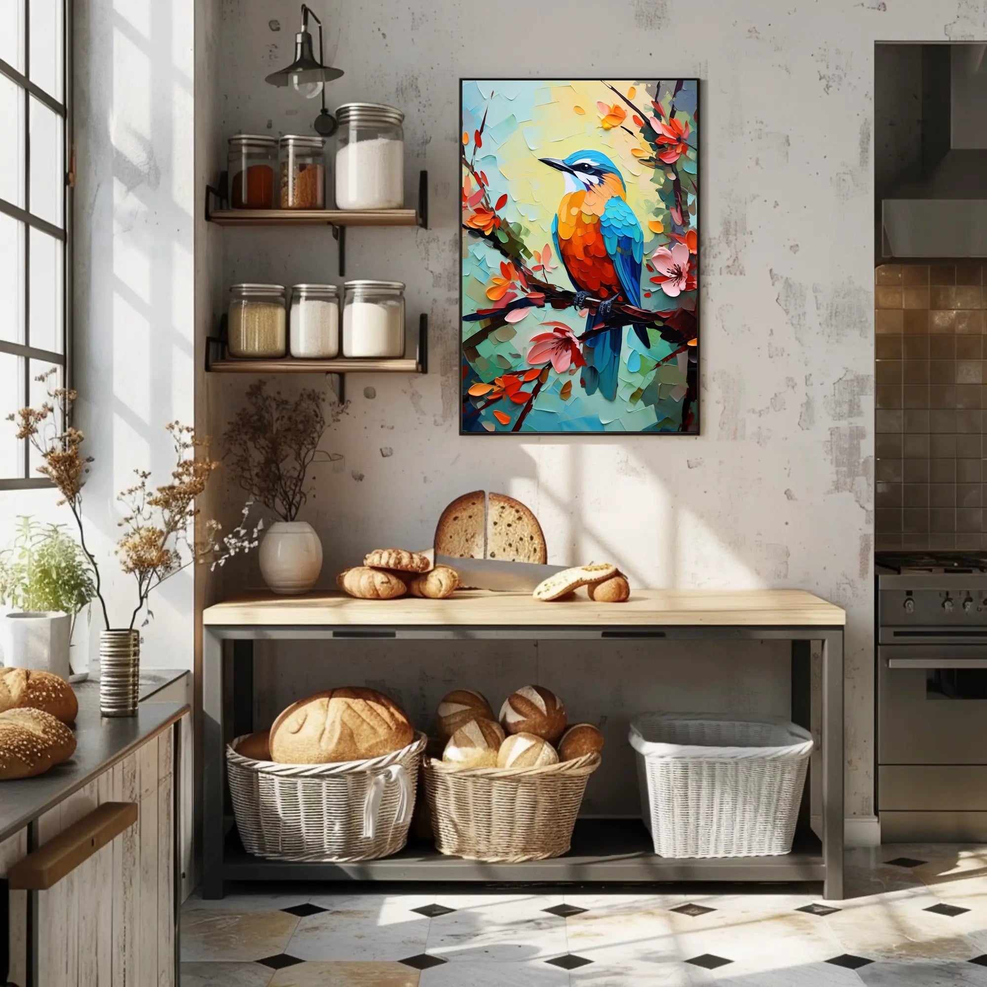 Vibrant Bird and Flowers: A Captivating Animal Poster PosterGoat