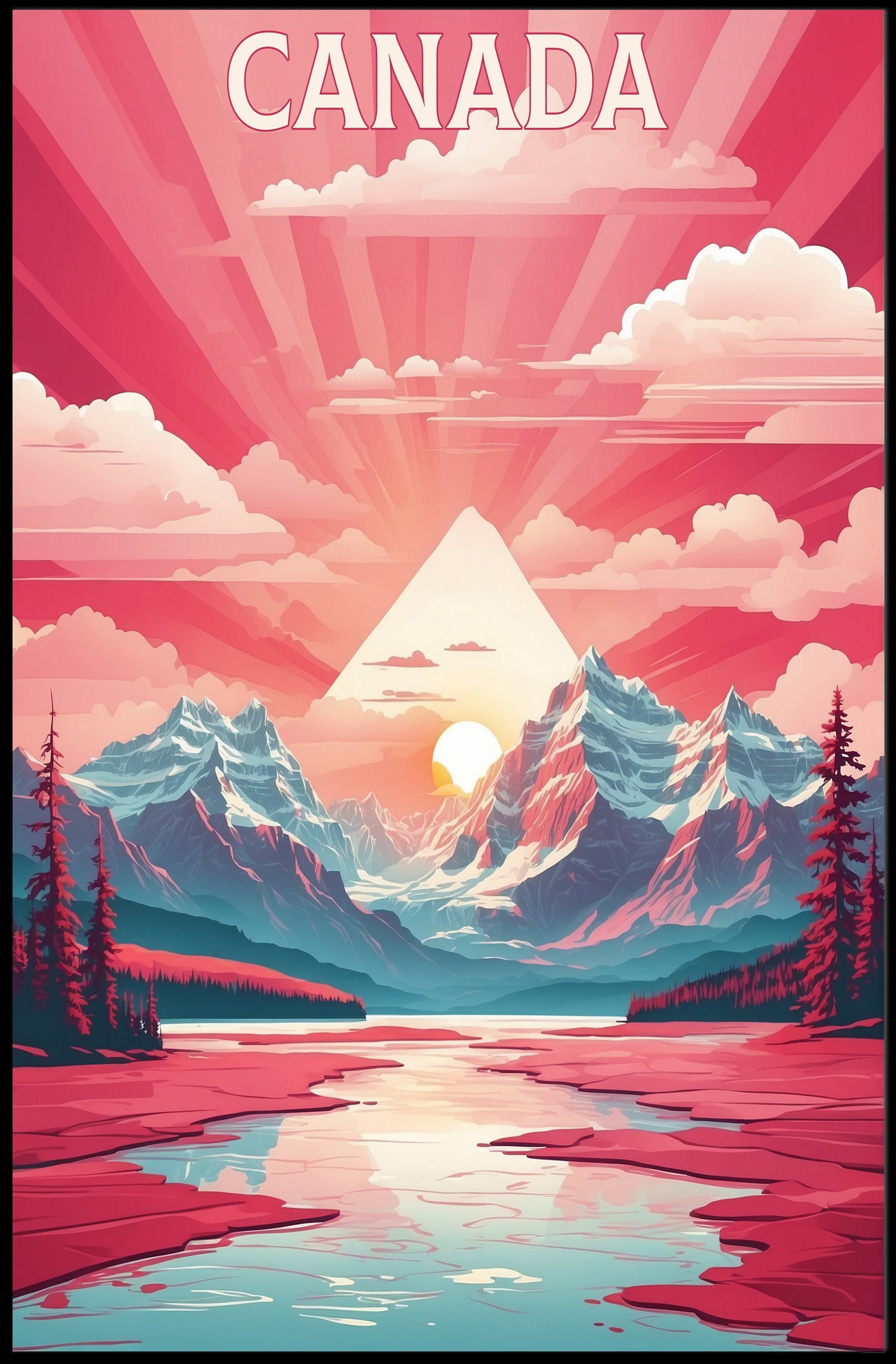 Vibrant Canadian Landscape Adventure Art Travel Poster PosterGoat