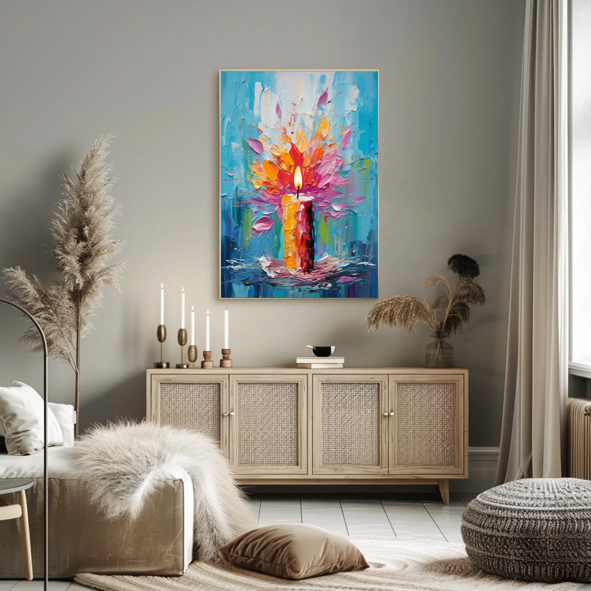 Vibrant Candle Burst Abstract or Artistic Poster PosterGoat