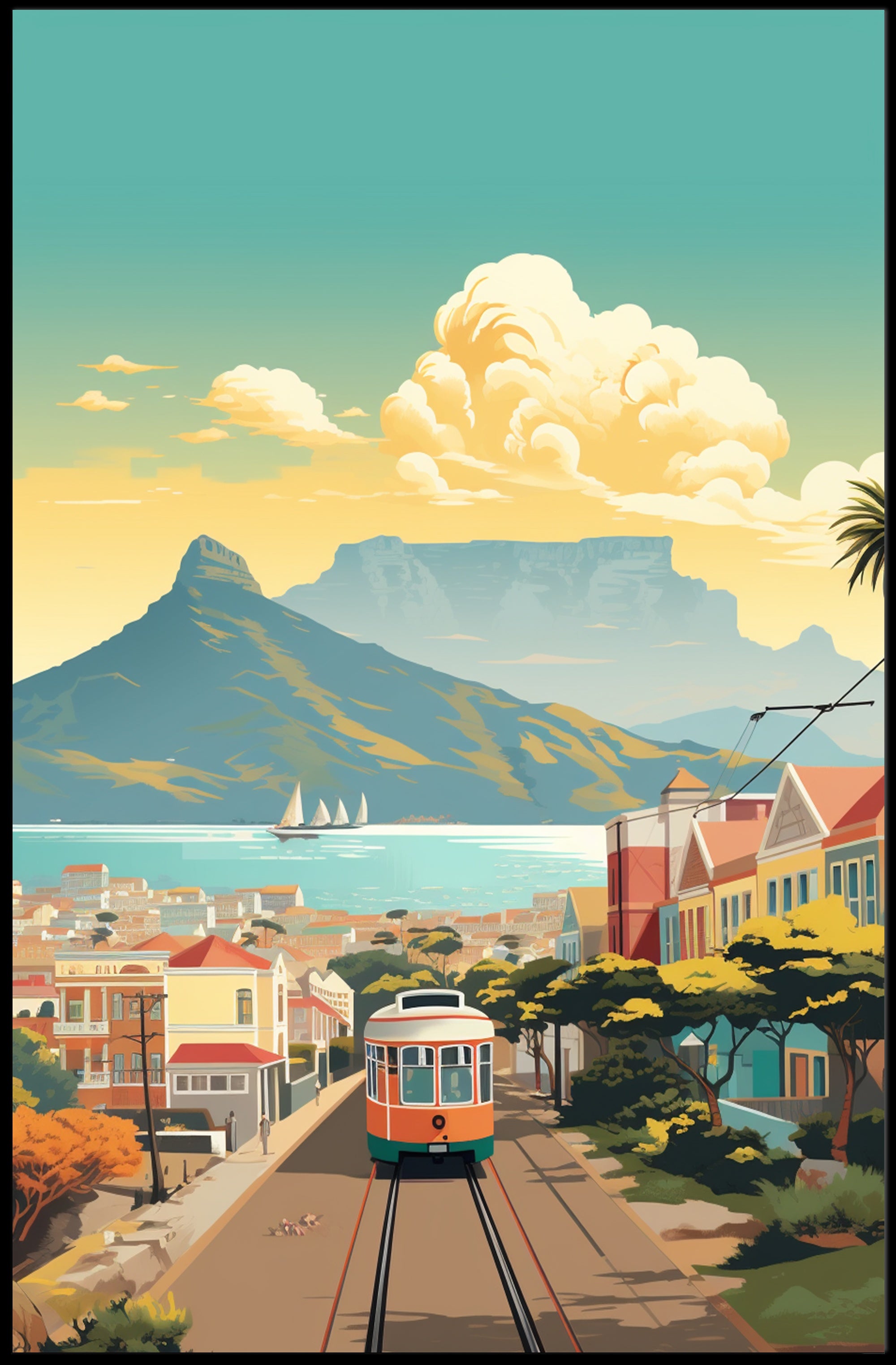Vibrant Cape Town Cityscape Travel Poster PosterGoat