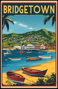 Vibrant Caribbean Seaside Travel Poster PosterGoat