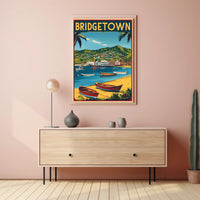 Vibrant Caribbean Seaside Travel Poster PosterGoat
