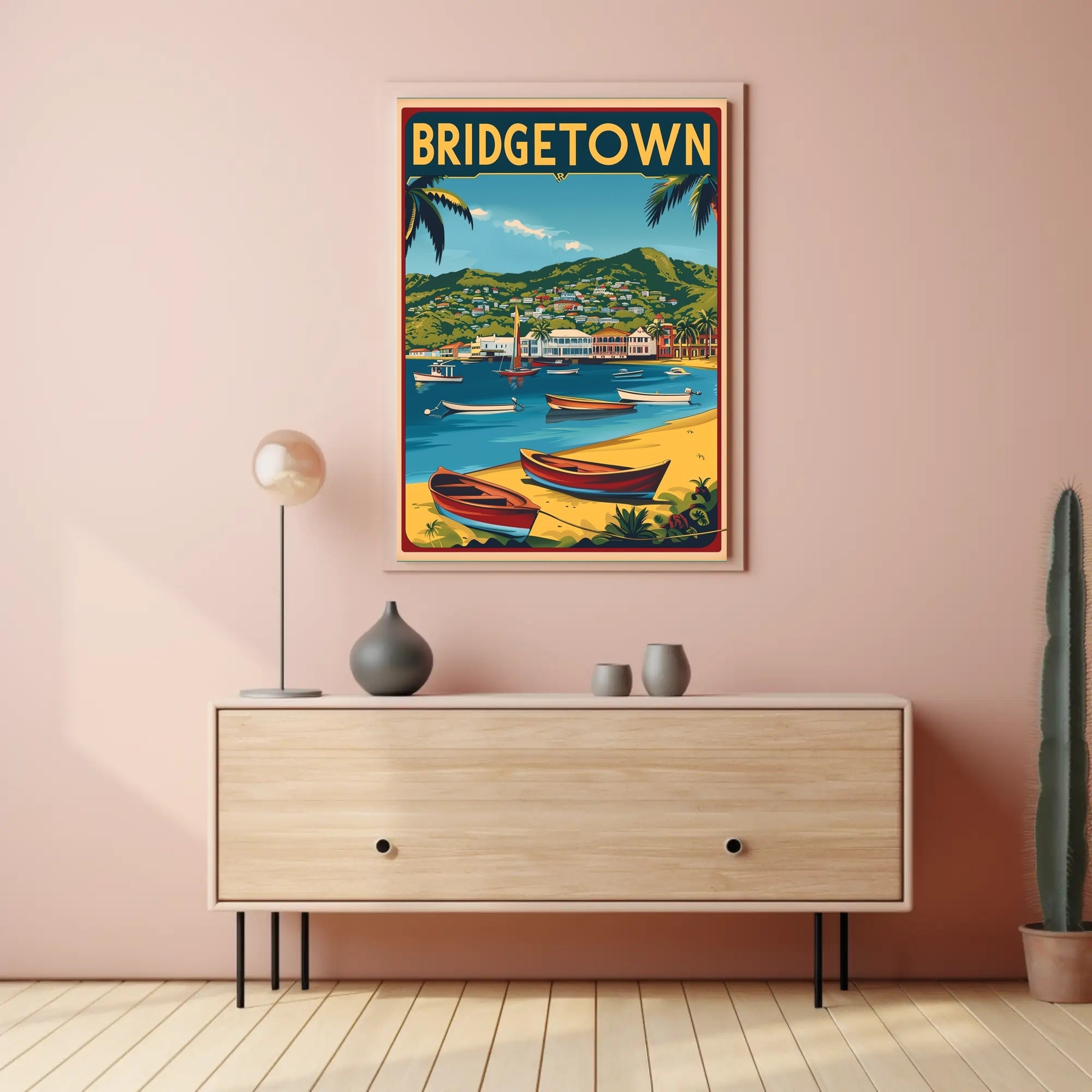 Vibrant Caribbean Seaside Travel Poster PosterGoat