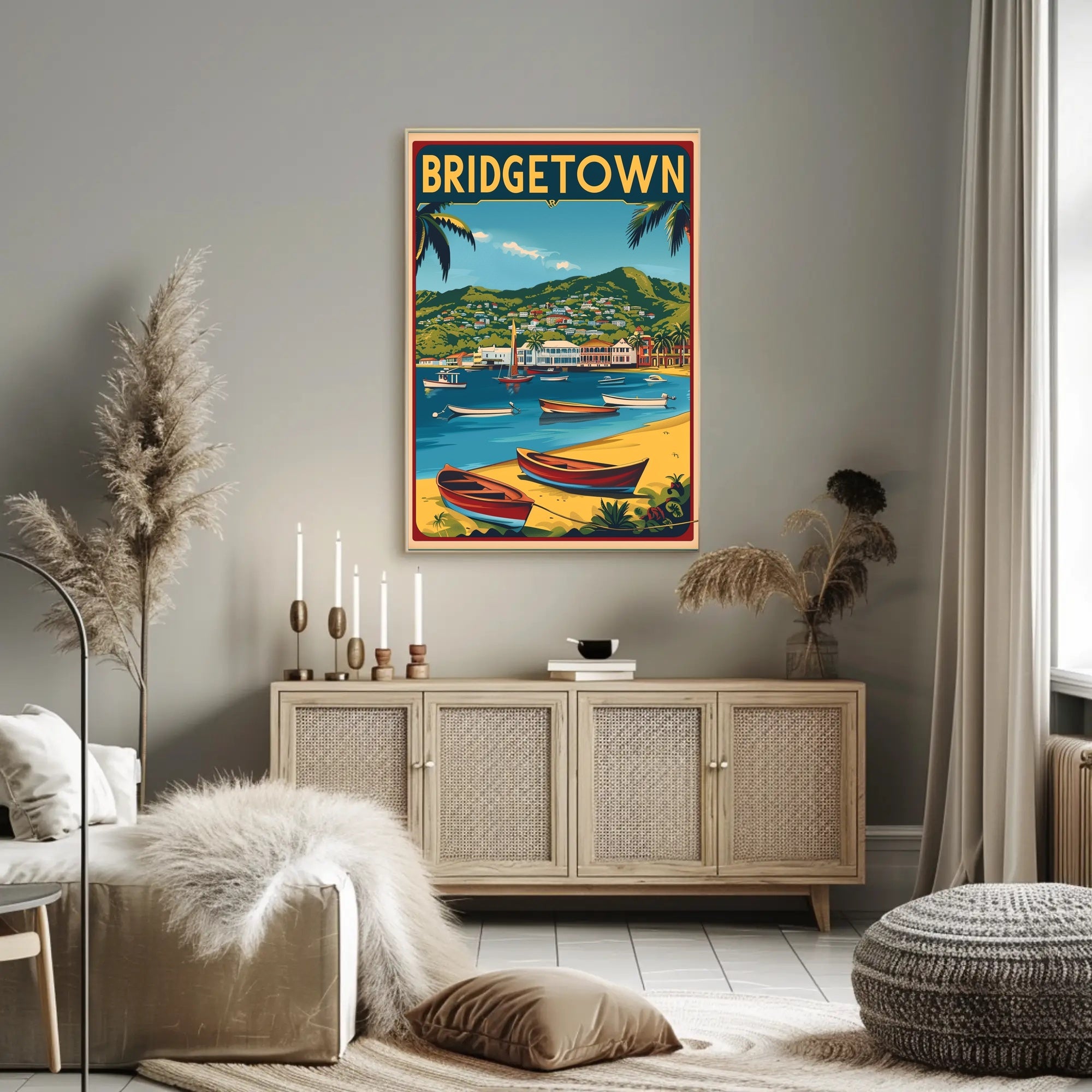 Vibrant Caribbean Seaside Travel Poster PosterGoat