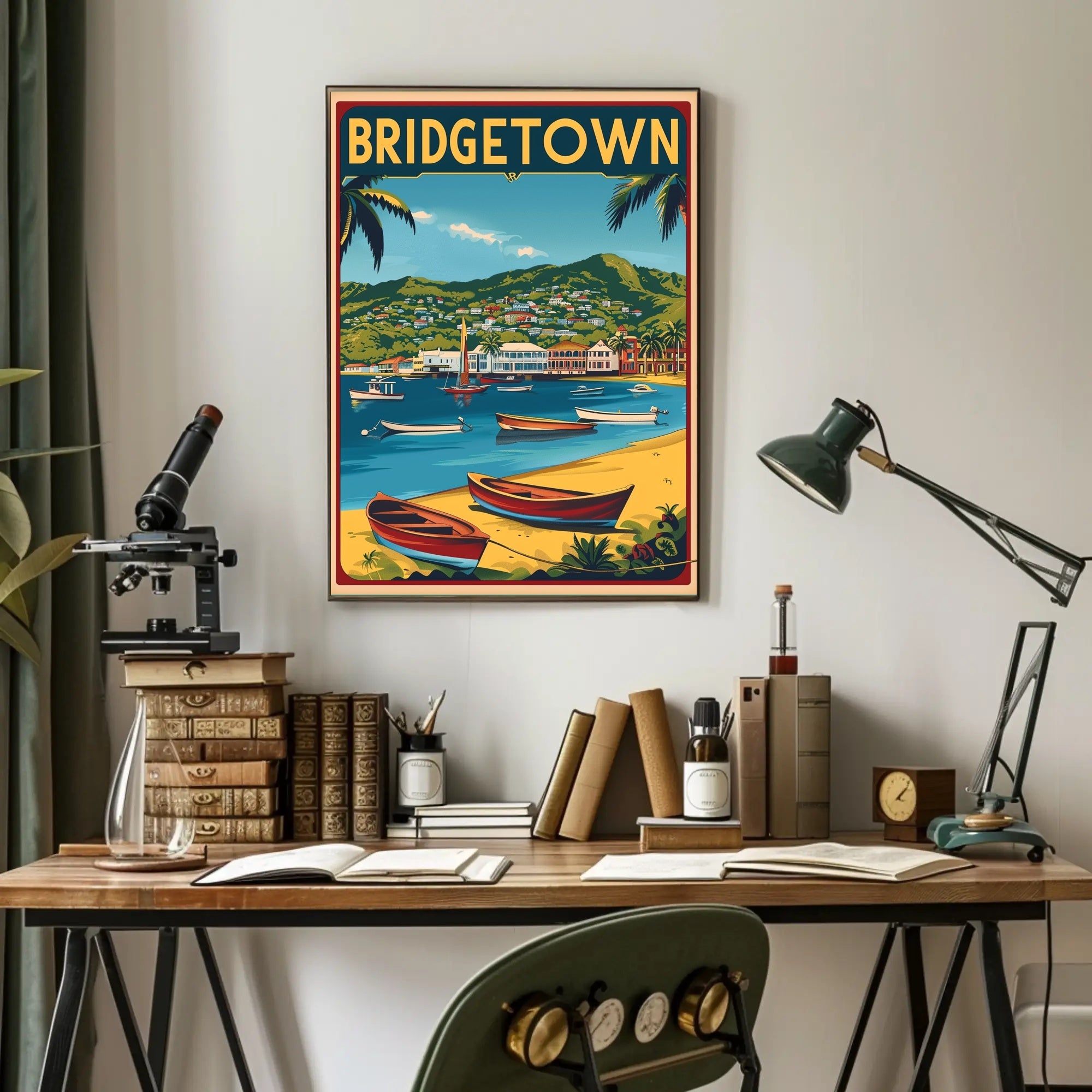 Vibrant Caribbean Seaside Travel Poster PosterGoat