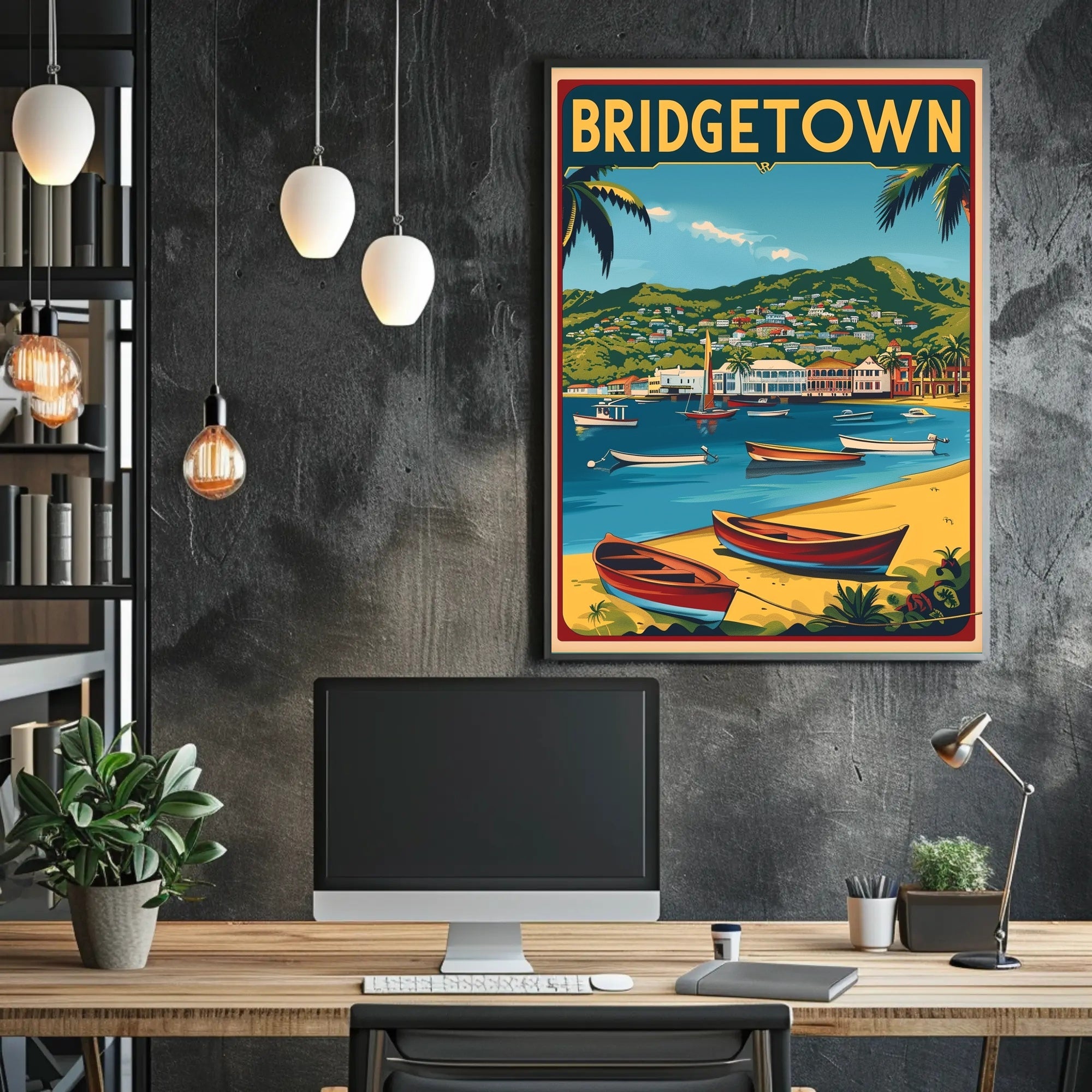 Vibrant Caribbean Seaside Travel Poster PosterGoat