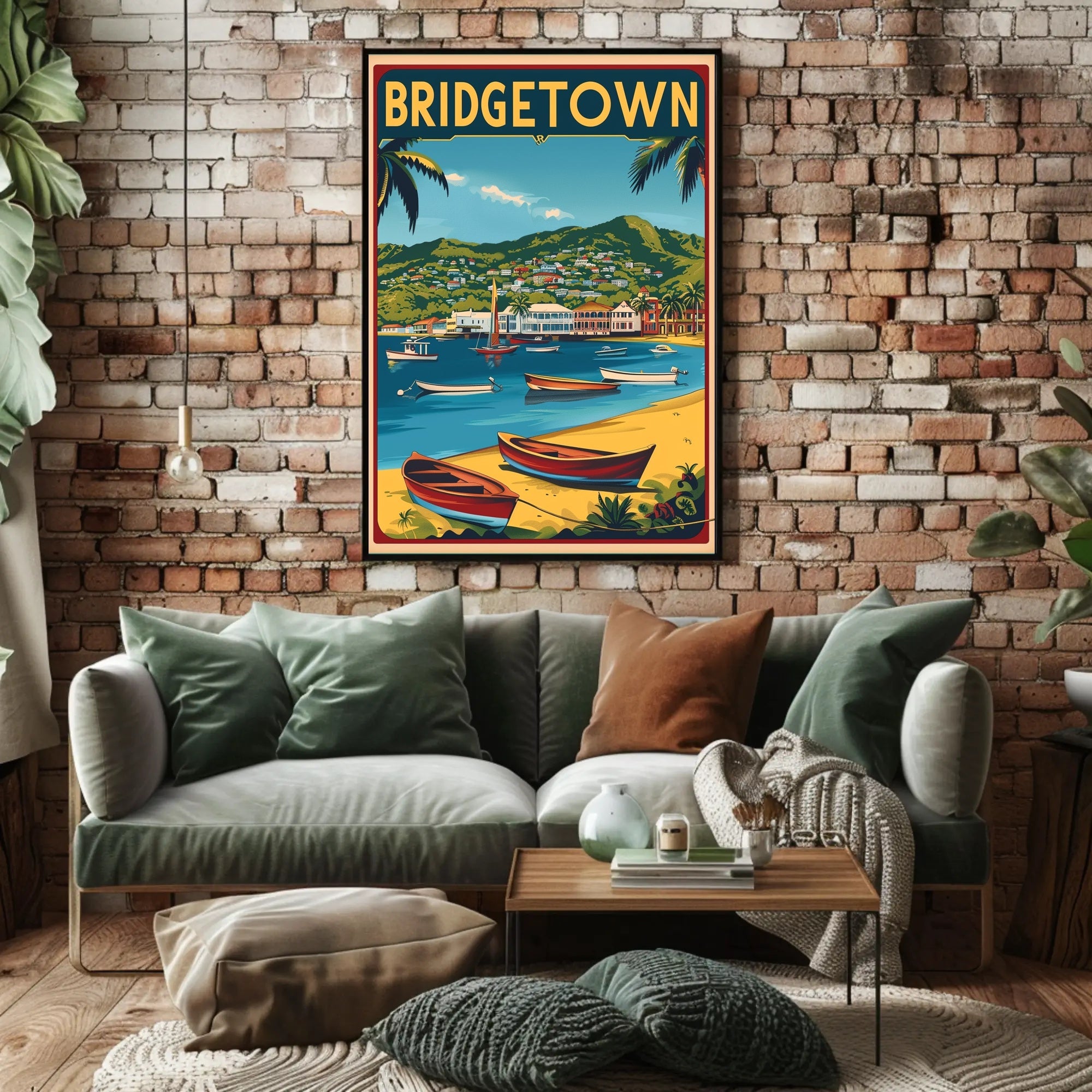 Vibrant Caribbean Seaside Travel Poster PosterGoat