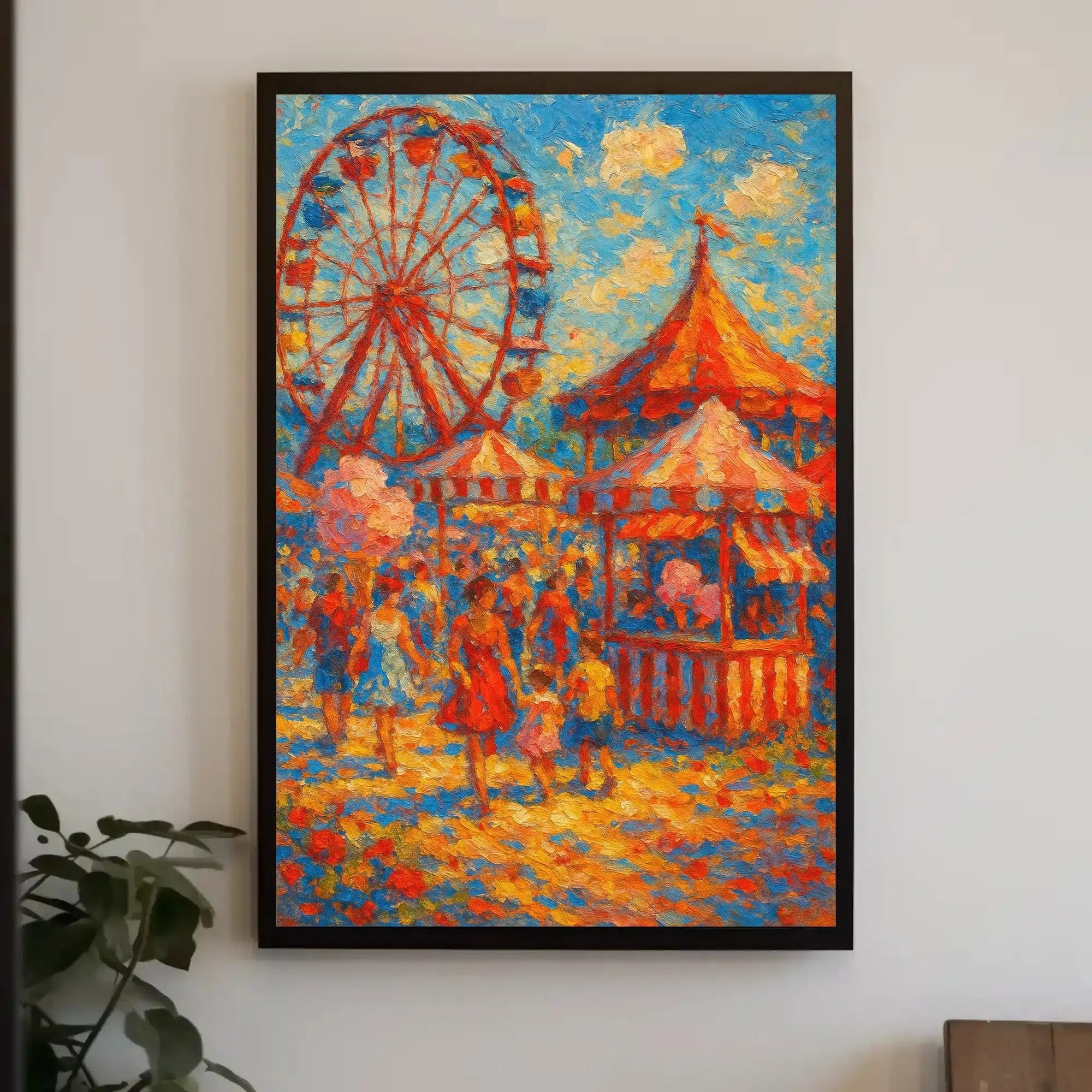 Vibrant Carnival Scene Vintage Impressionistic Artistic Poster PosterGoat