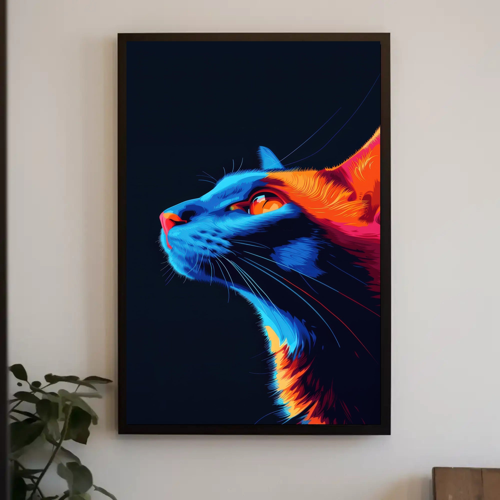 Vibrant Cat in Neon Colors Futuristic Sci-Fi Poster PosterGoat