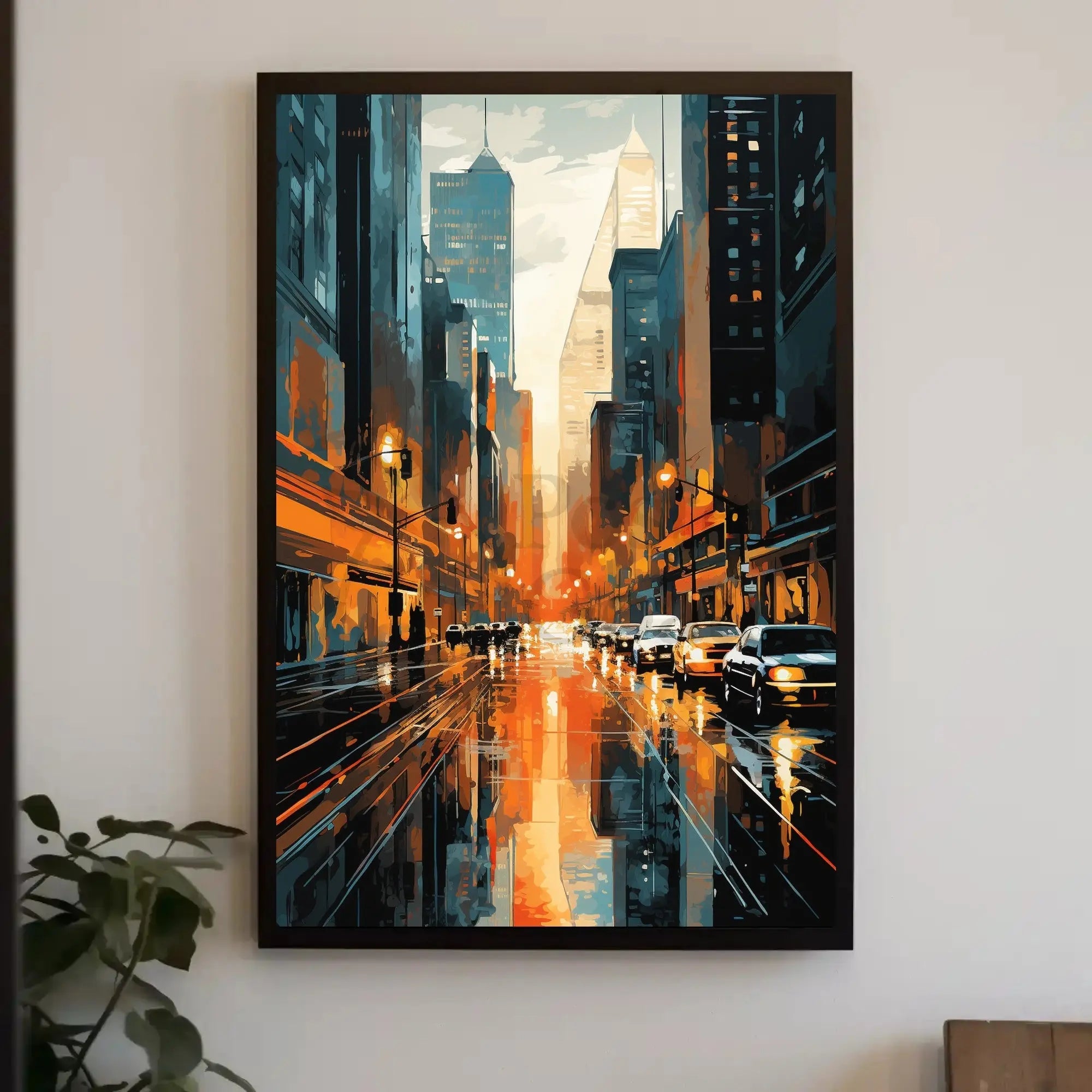 Vibrant Cityscape Reflections: Modern Urban Travel Poster PosterGoat