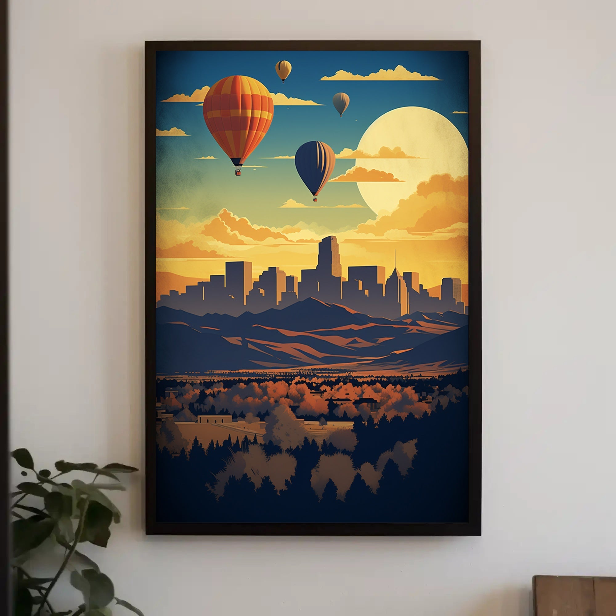 Vibrant Cityscape with Hot Air Balloons Travel Poster PosterGoat