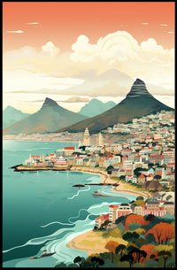 Vibrant Coastal Cityscape with Vintage Charm Travel Poster PosterGoat
