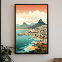 Vibrant Coastal Cityscape with Vintage Charm Travel Poster PosterGoat