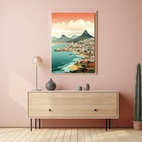 Vibrant Coastal Cityscape with Vintage Charm Travel Poster PosterGoat