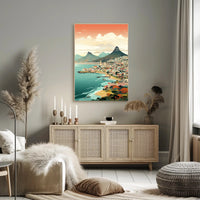 Vibrant Coastal Cityscape with Vintage Charm Travel Poster PosterGoat