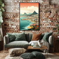 Vibrant Coastal Cityscape with Vintage Charm Travel Poster PosterGoat