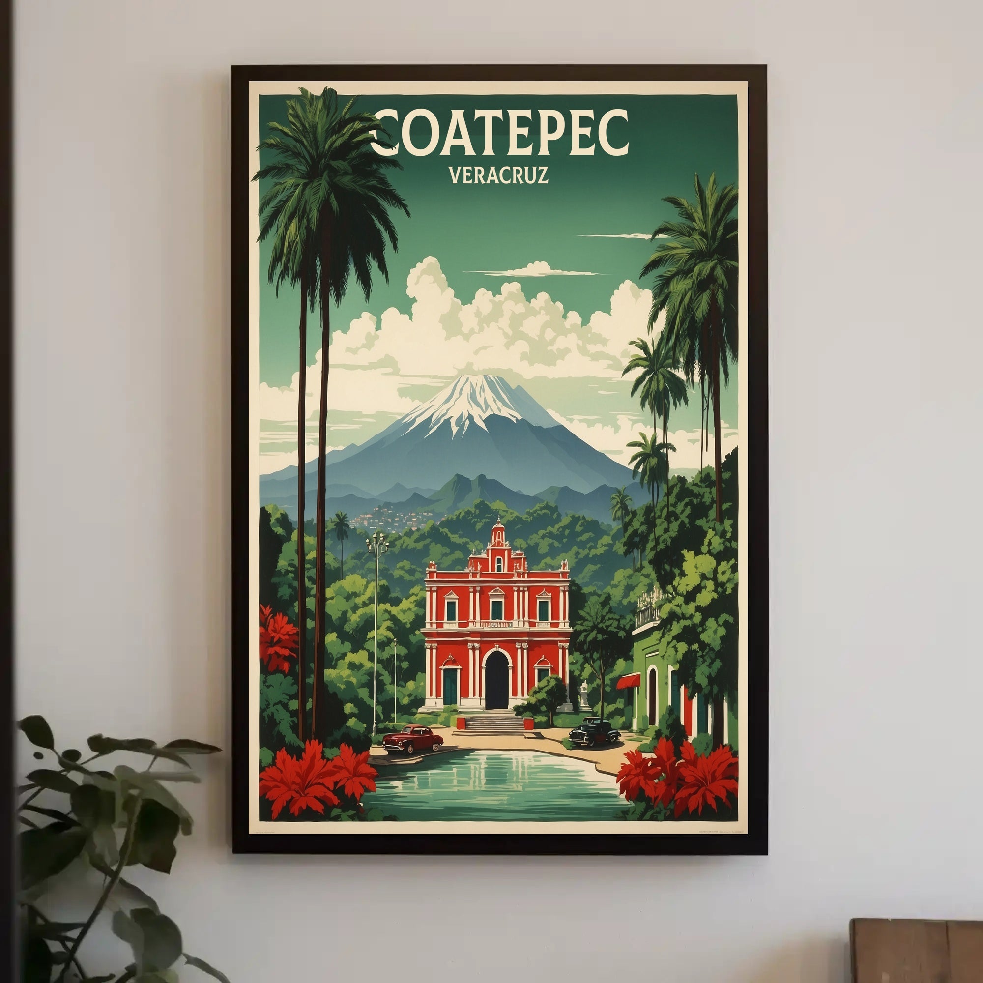 Vibrant Coatepec Travel Poster with Colonial Architecture PosterGoat
