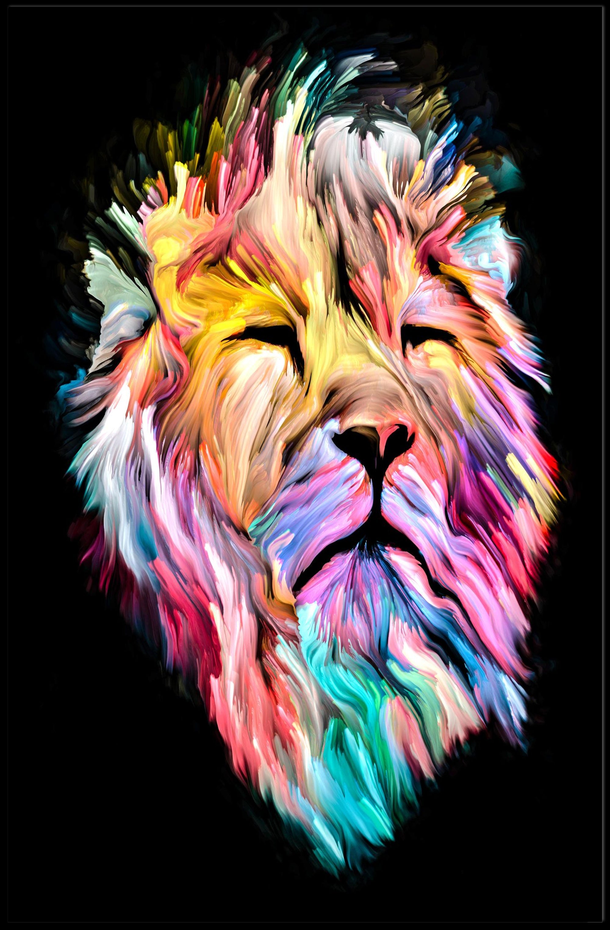 Vibrant Colorful Lion Face Abstract or Artistic Poster PosterGoat