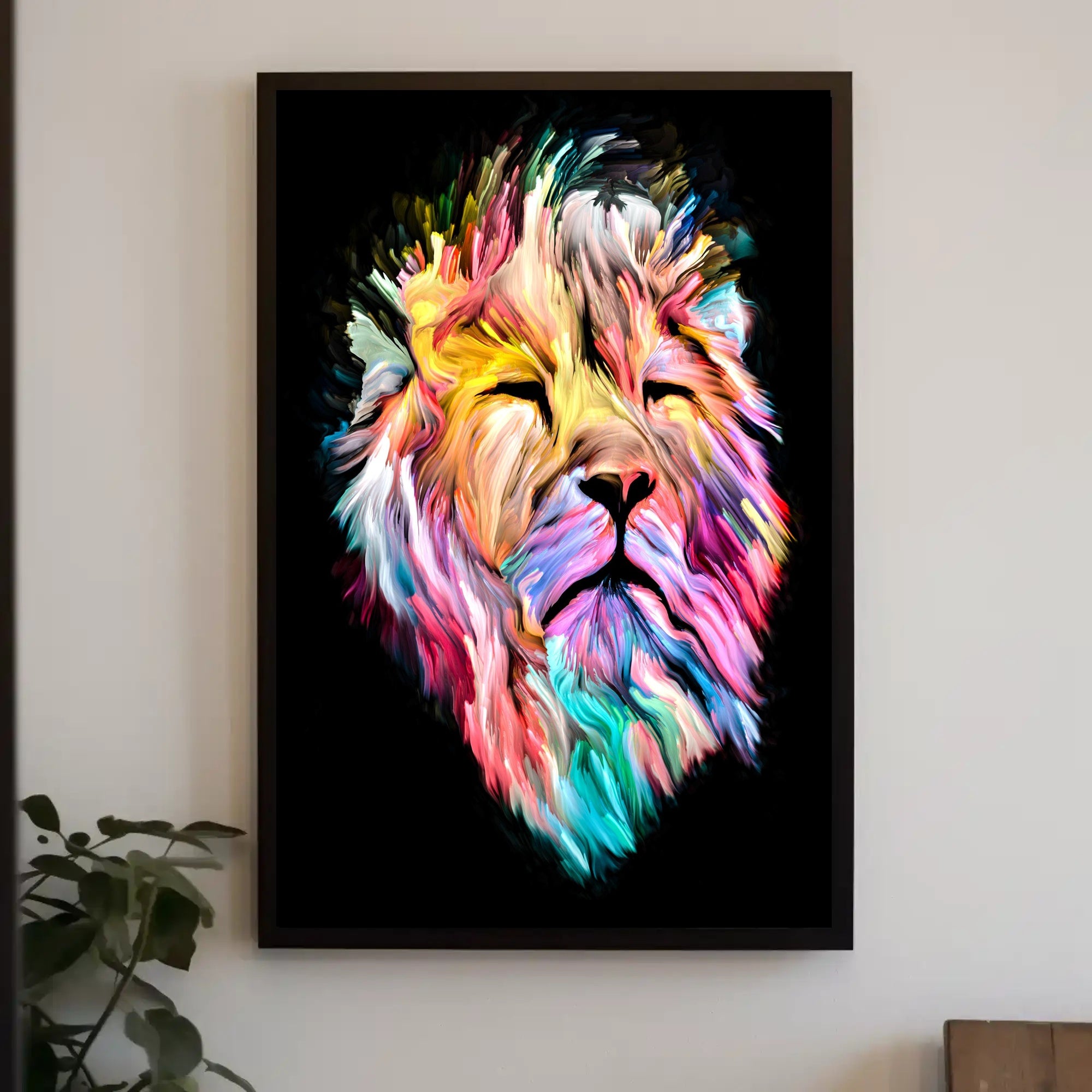Vibrant Colorful Lion Face Abstract or Artistic Poster PosterGoat