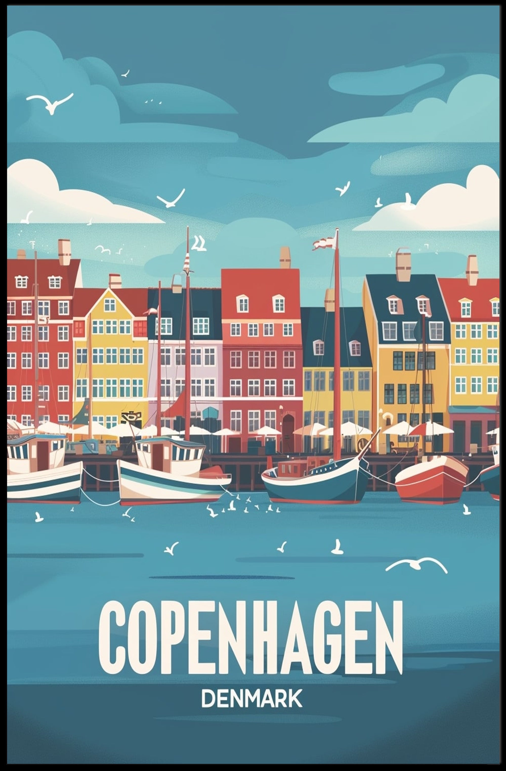 Vibrant Copenhagen Harbor Travel Poster PosterGoat