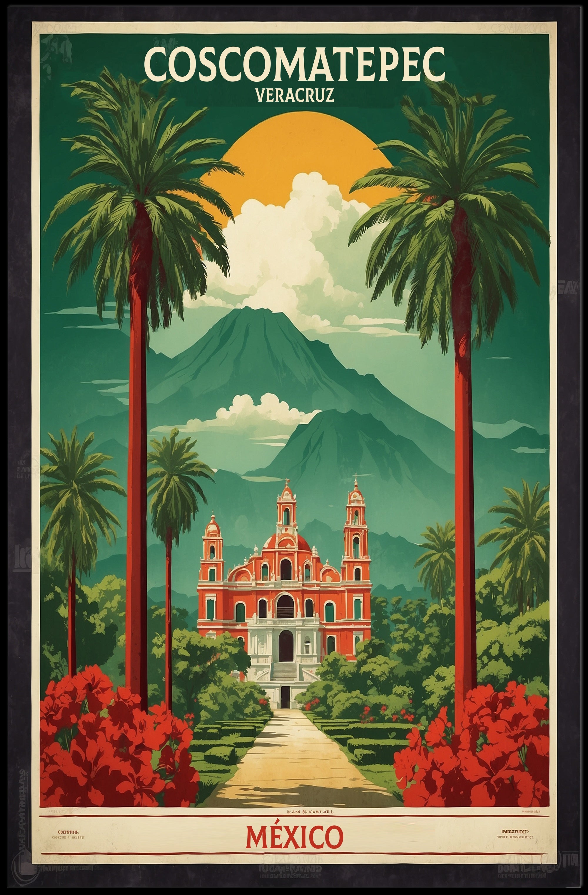 Vibrant Coscomatepec Travel Poster in Vintage Artistic Style PosterGoat