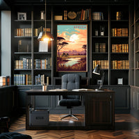 Vibrant Elephants in African Savanna Travel Poster PosterGoat