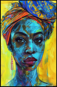Vibrant Empowering Woman Portrait in Abstract Artistic Poster PosterGoat