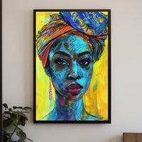 Vibrant Empowering Woman Portrait in Abstract Artistic Poster PosterGoat