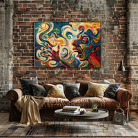 Vibrant Expressionist Face Surrealism Energetic Abstract Artistic Poster PosterGoat