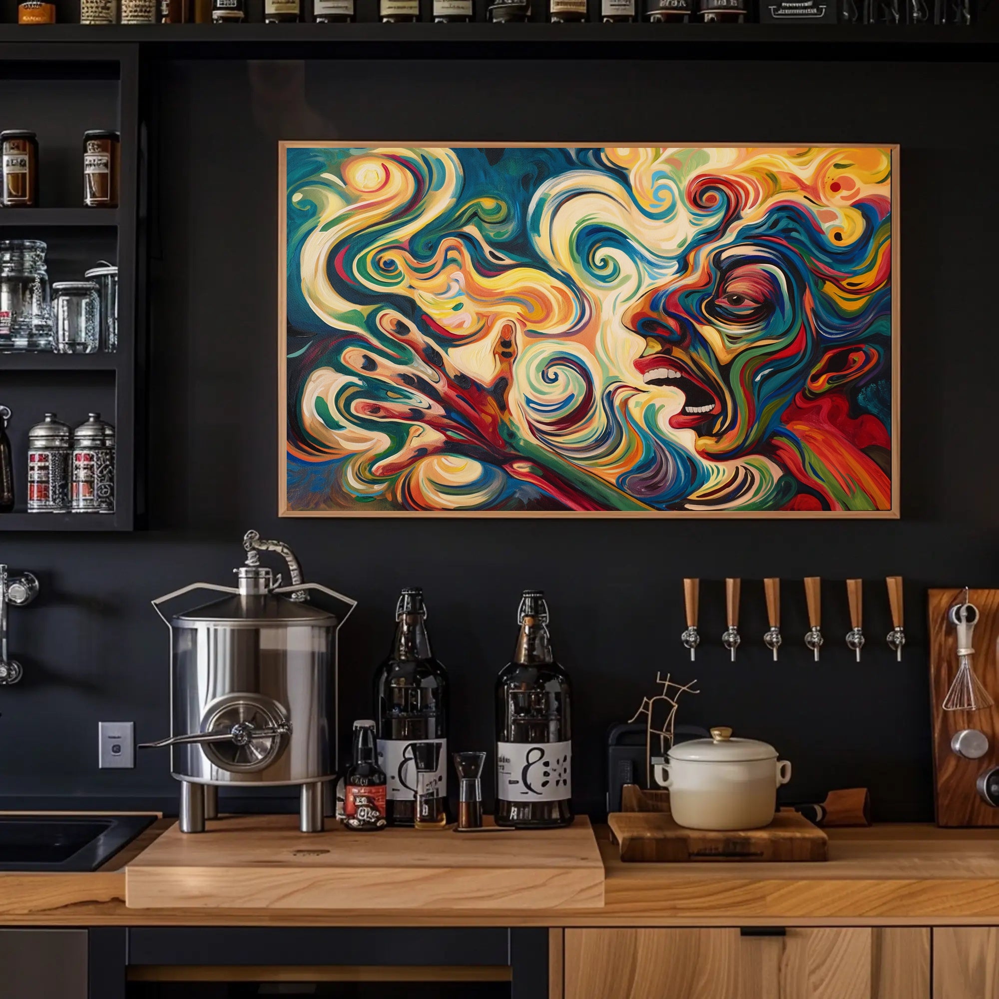 Vibrant Expressionist Face Surrealism Energetic Abstract Artistic Poster PosterGoat