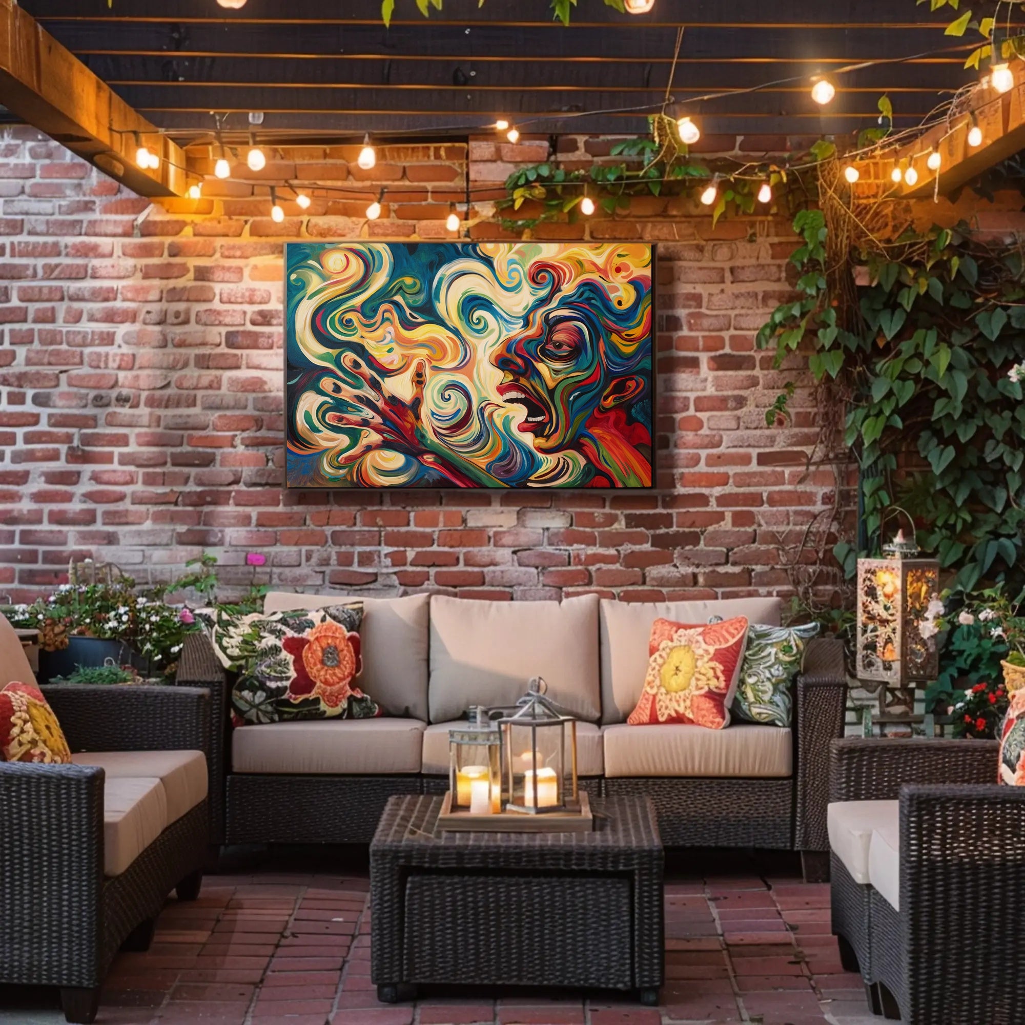 Vibrant Expressionist Face Surrealism Energetic Abstract Artistic Poster PosterGoat