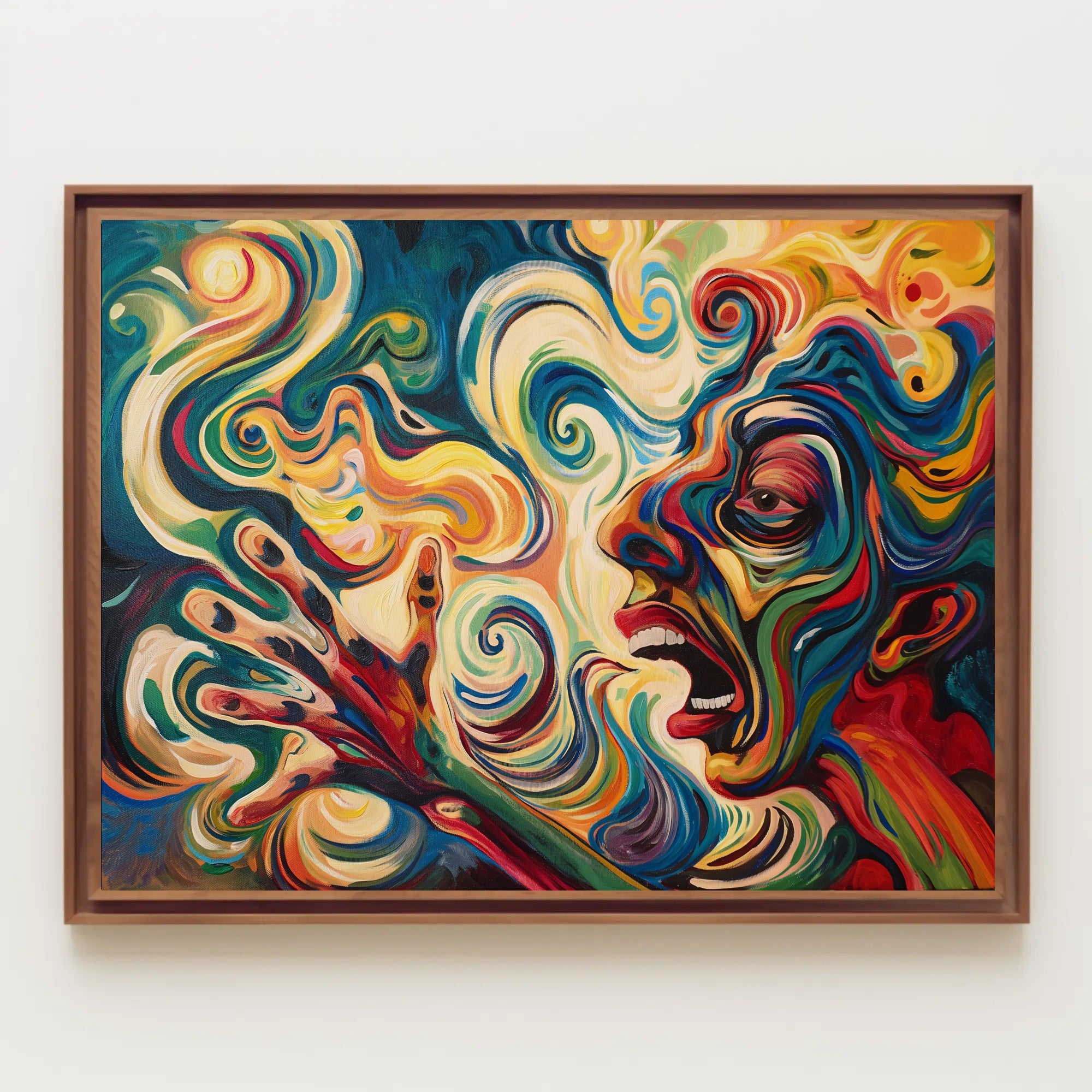 Vibrant Expressionist Face Surrealism Energetic Abstract Artistic Poster PosterGoat