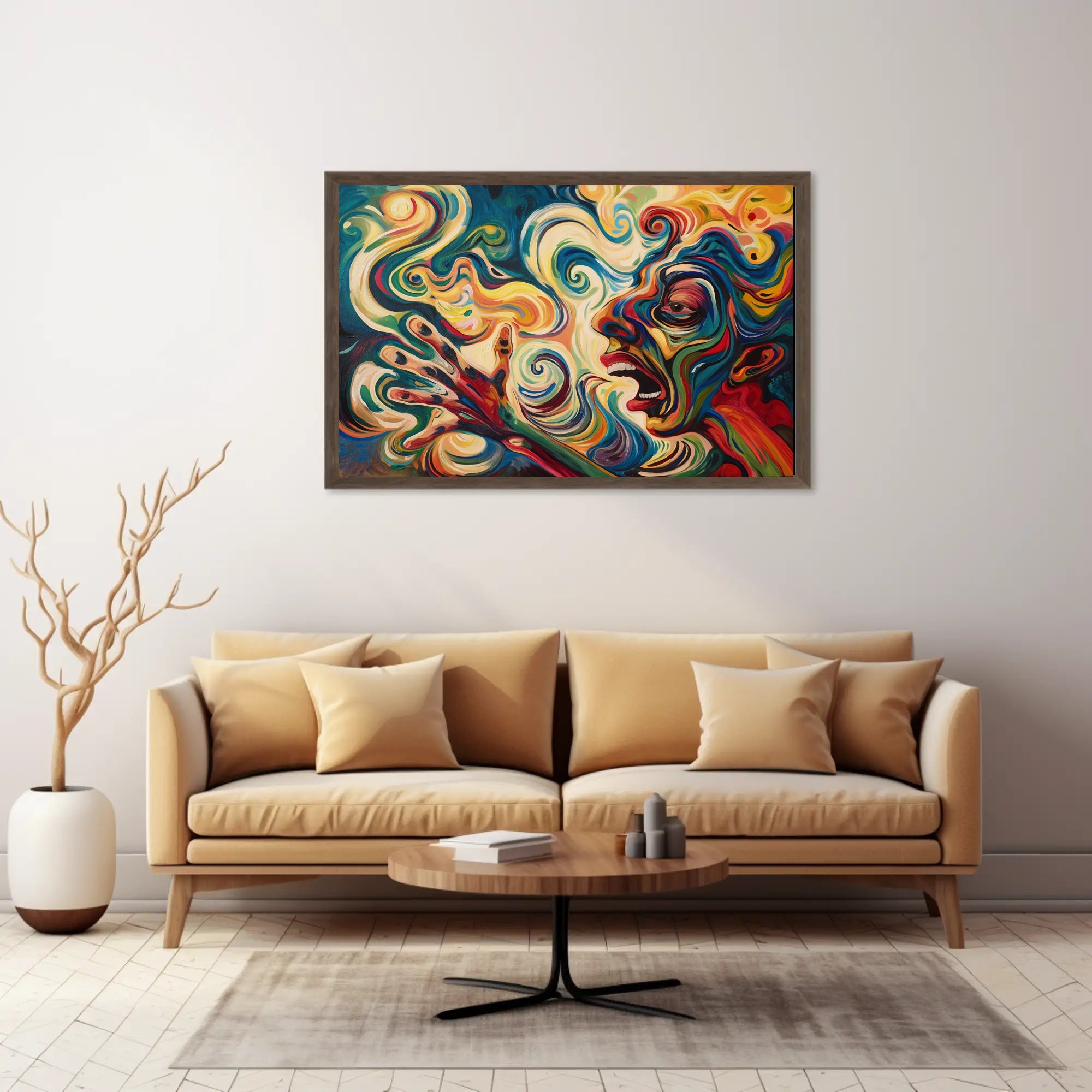 Vibrant Expressionist Face Surrealism Energetic Abstract Artistic Poster PosterGoat