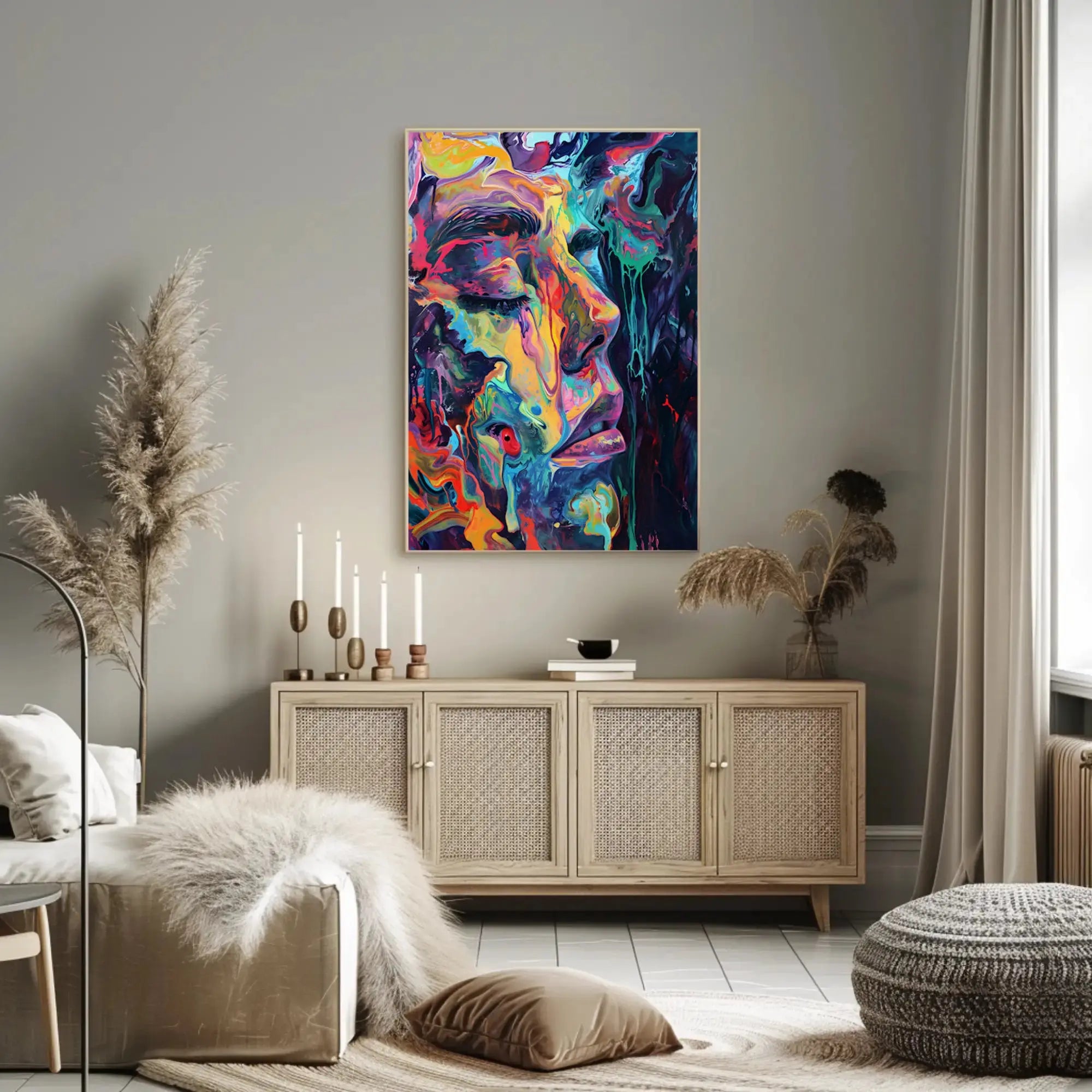 Vibrant Expressionistic Abstract Face Art Artistic Poster PosterGoat