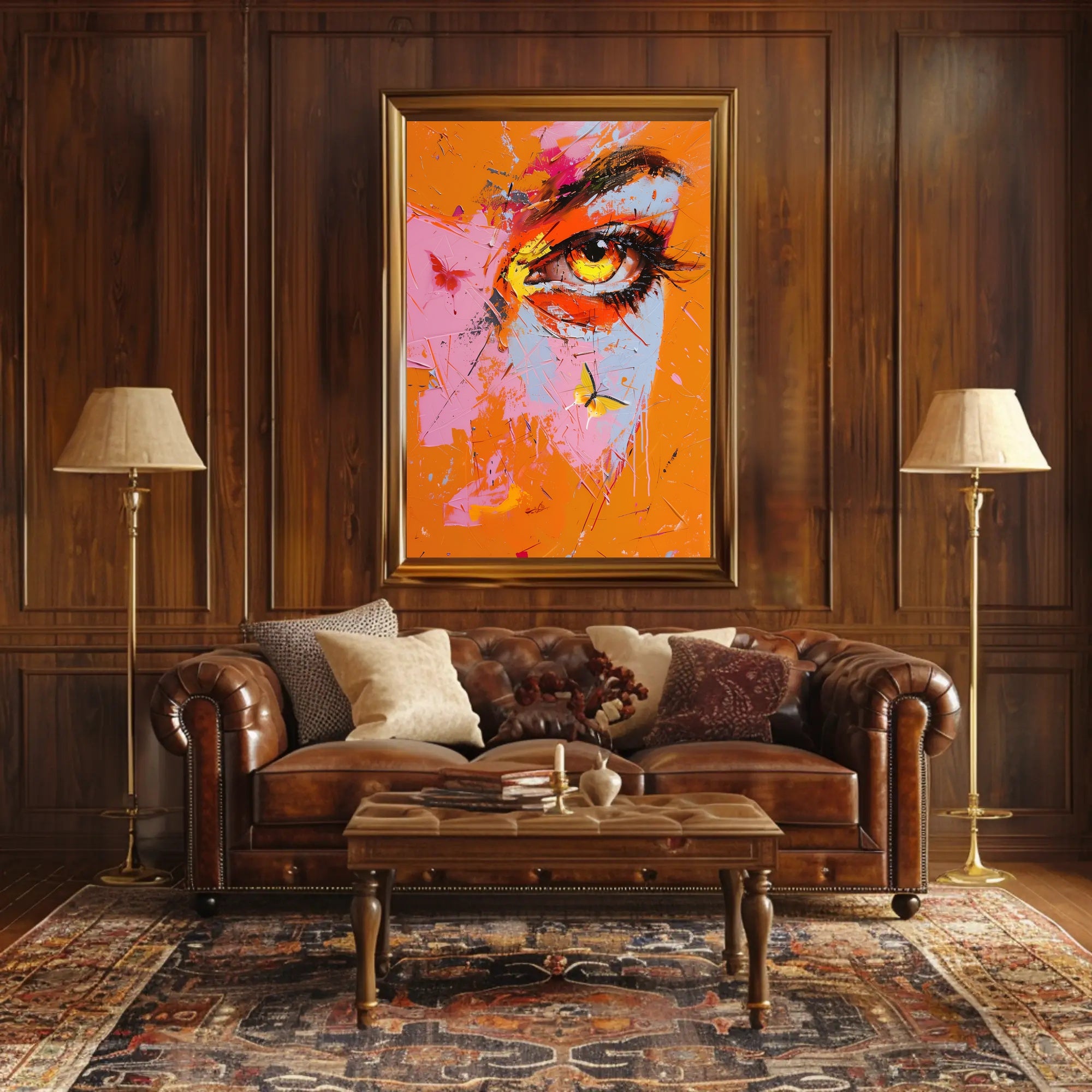 Vibrant Eye and Butterfly Composition Abstract Artistic Poster PosterGoat