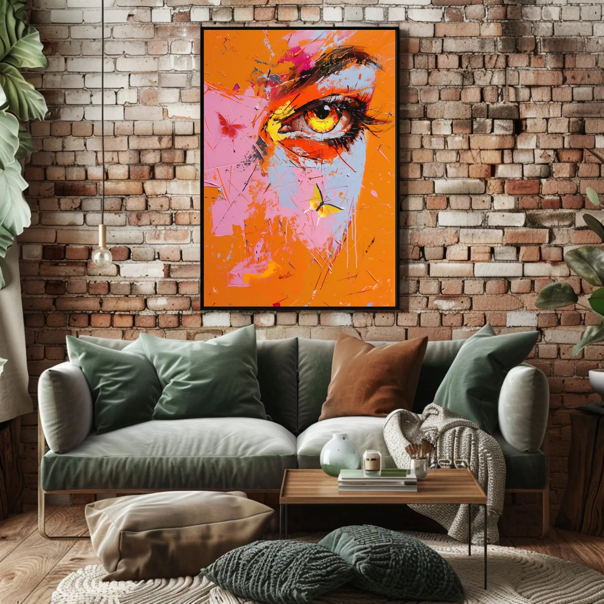 Vibrant Eye and Butterfly Composition Abstract Artistic Poster PosterGoat