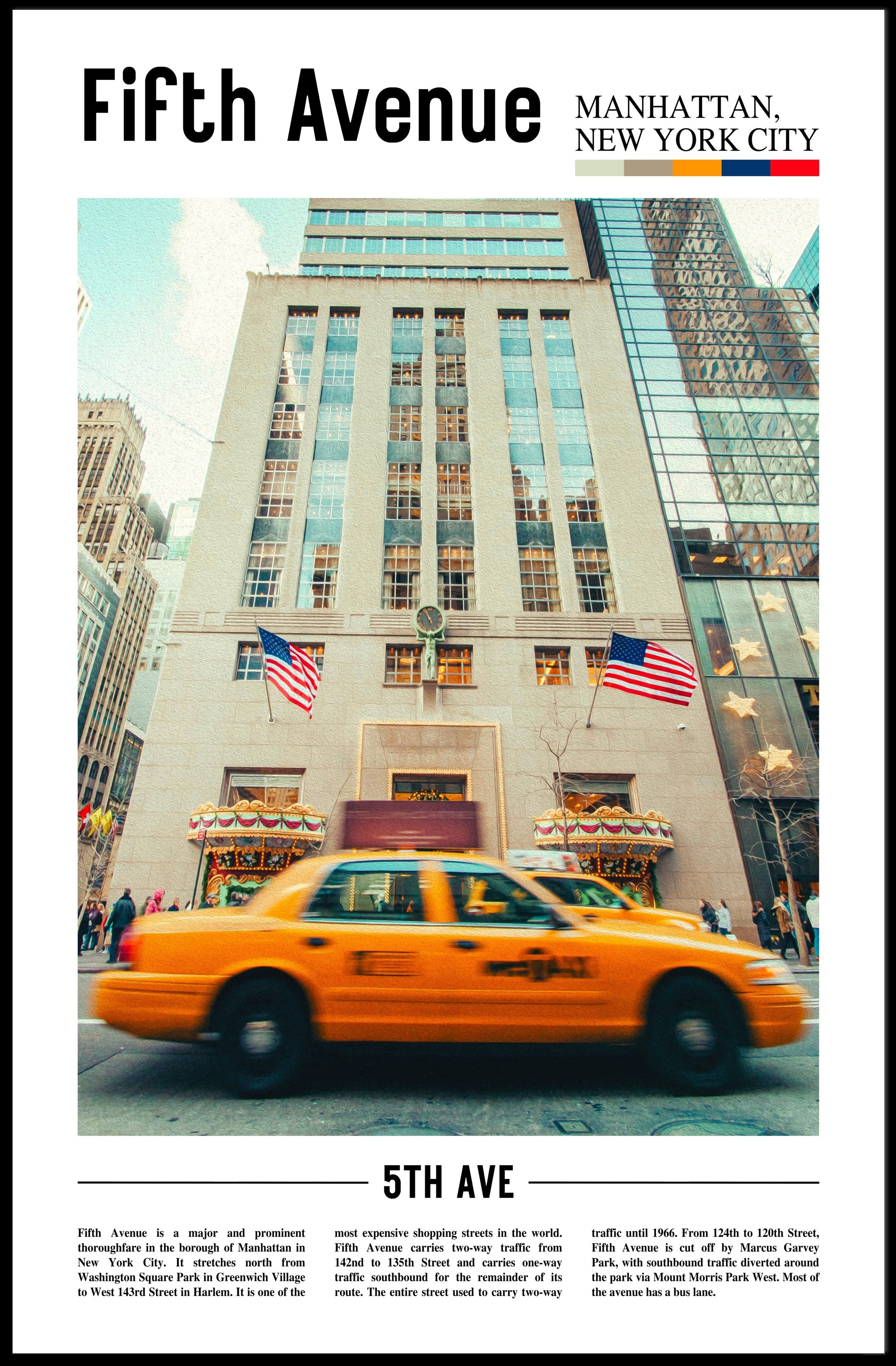 Vibrant Fifth Avenue Street Scene Travel Poster PosterGoat