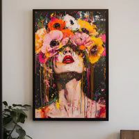 Vibrant Floral Portrait in Abstract Artistic Poster PosterGoat
