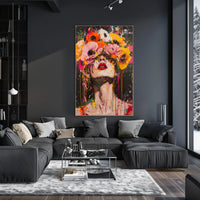 Vibrant Floral Portrait in Abstract Artistic Poster PosterGoat