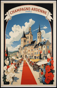 Vibrant French Village Scene with Charming Cultural Heritage Poster PosterGoat