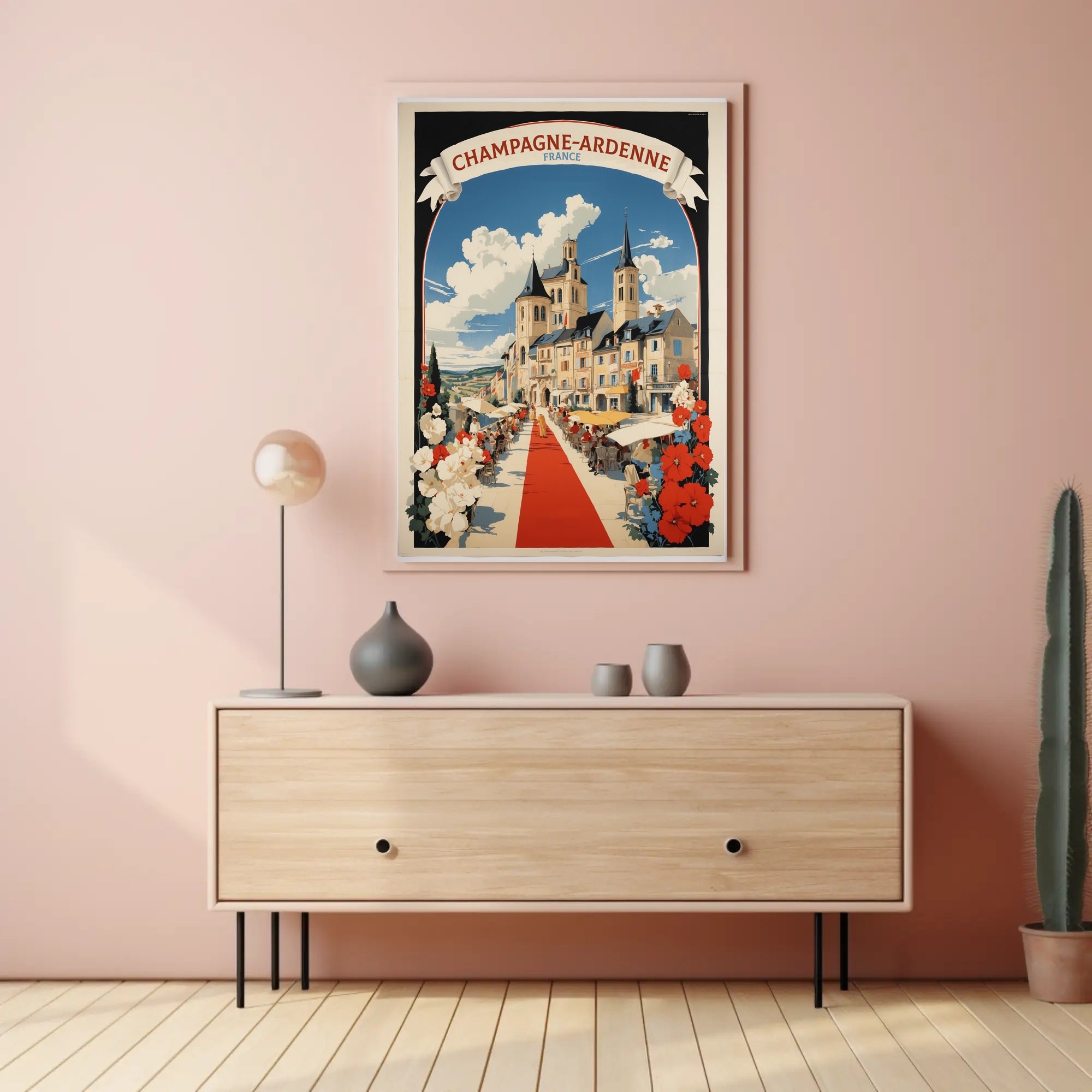 Vibrant French Village Scene with Charming Cultural Heritage Poster PosterGoat