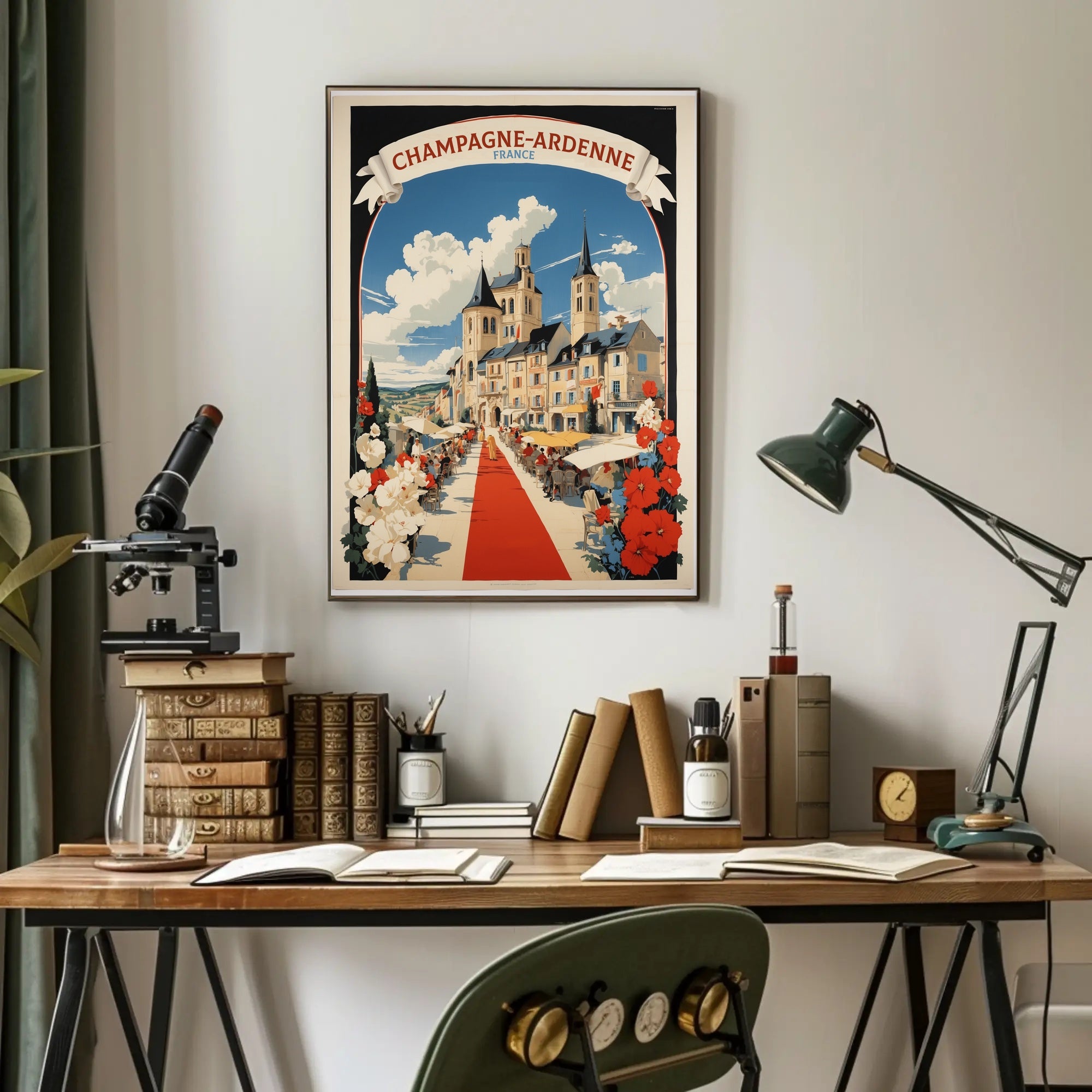 Vibrant French Village Scene with Charming Cultural Heritage Poster PosterGoat