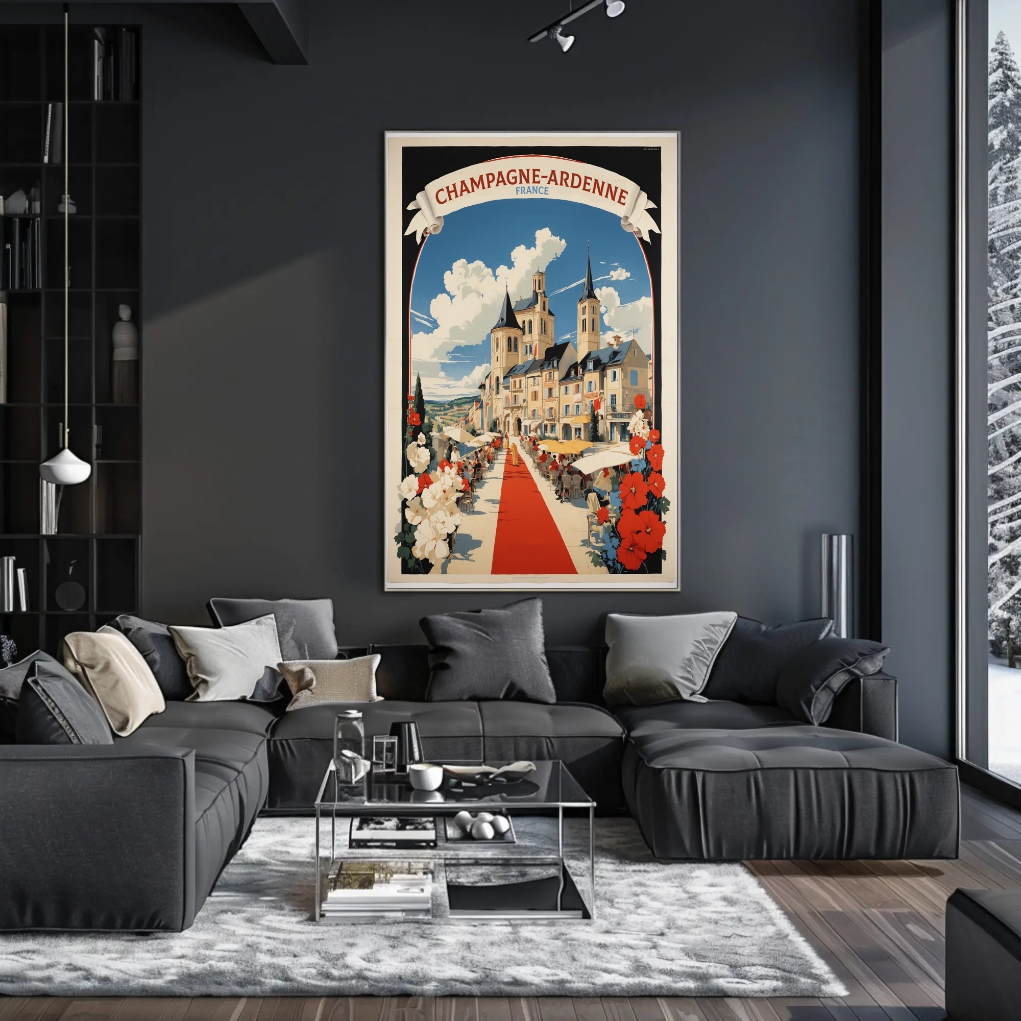 Vibrant French Village Scene with Charming Cultural Heritage Poster PosterGoat